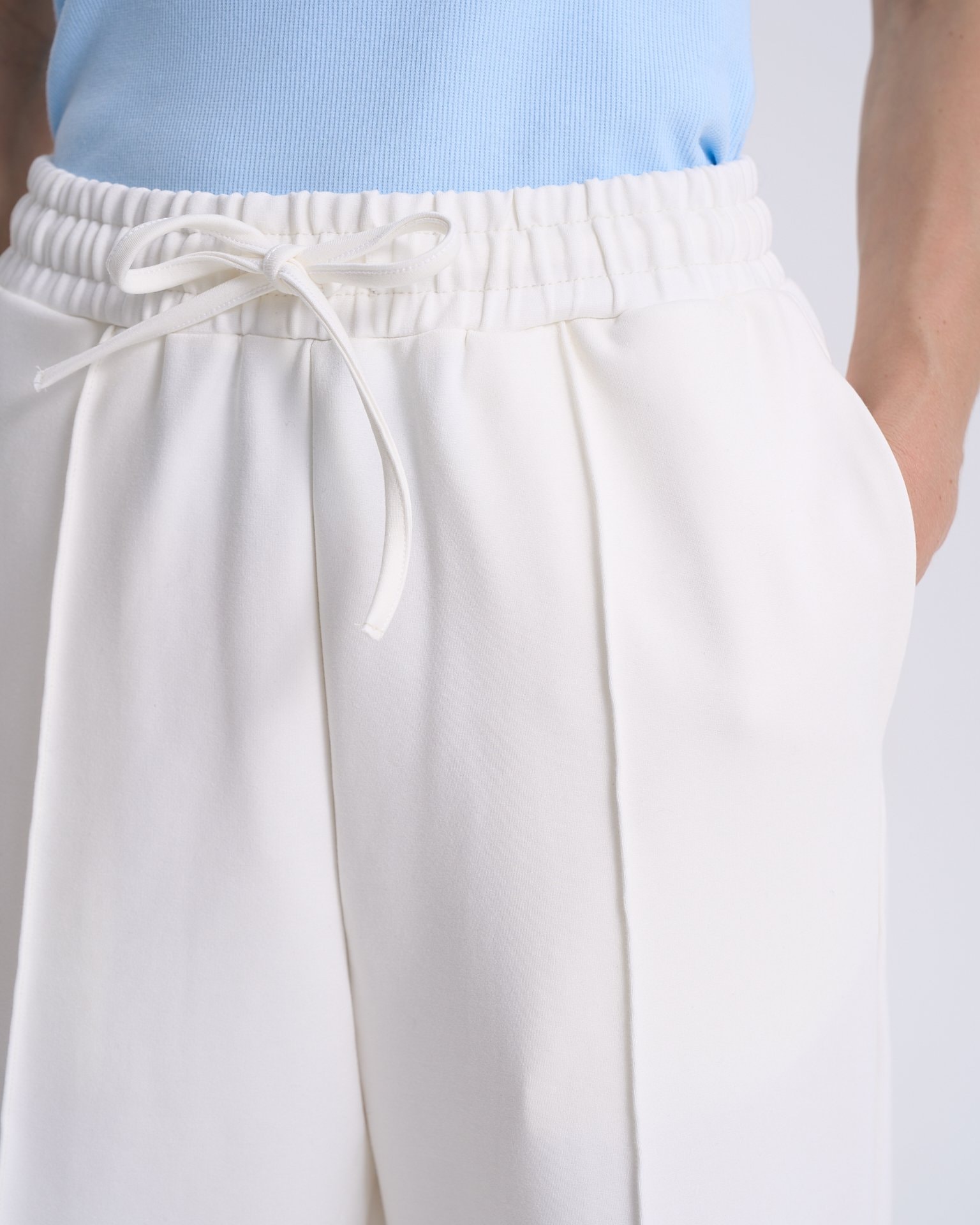 Wide-leg trousers with creases, White — photo 6