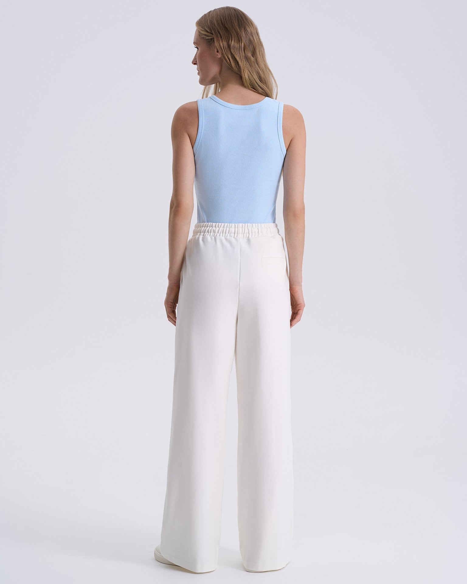 Wide-leg trousers with creases, White — photo 3
