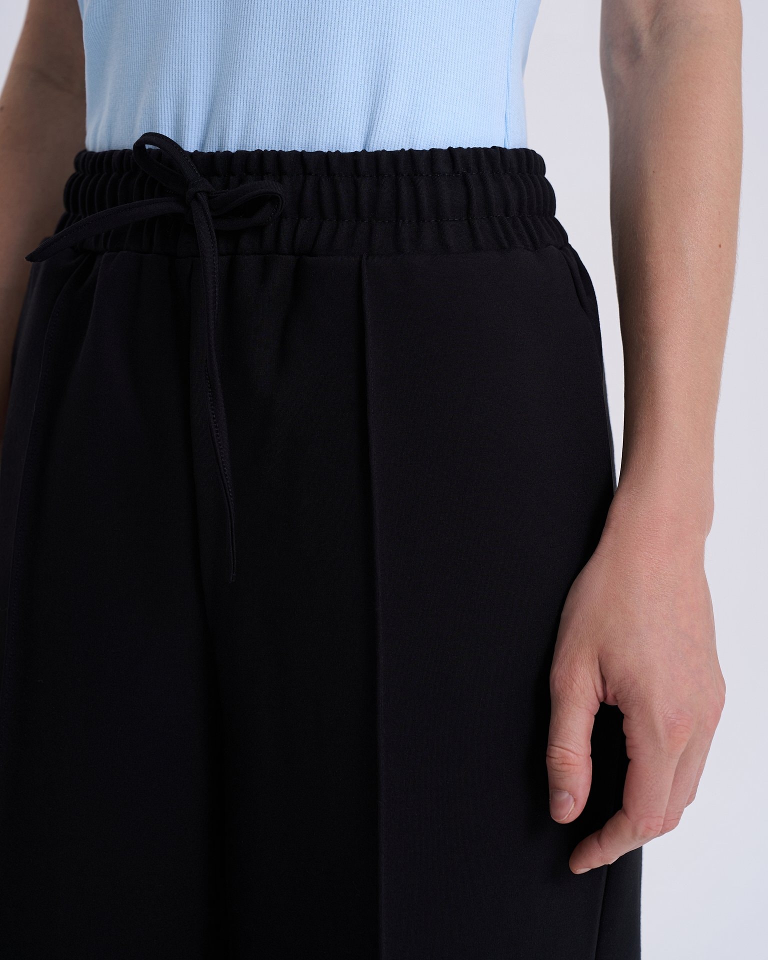 Straight-leg trousers with pressed creases, Black — photo 5