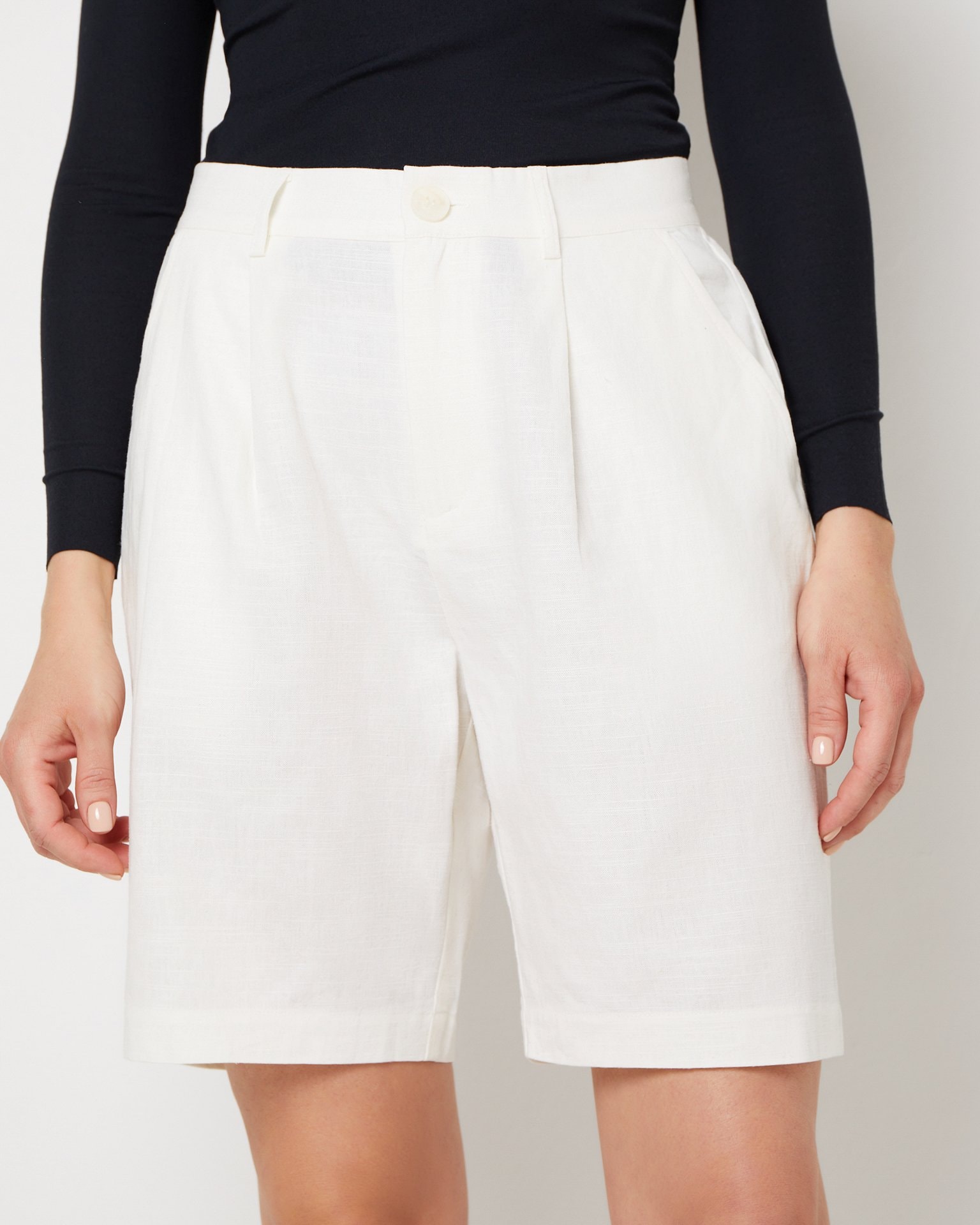 Linen Bermuda shorts, White — photo 5