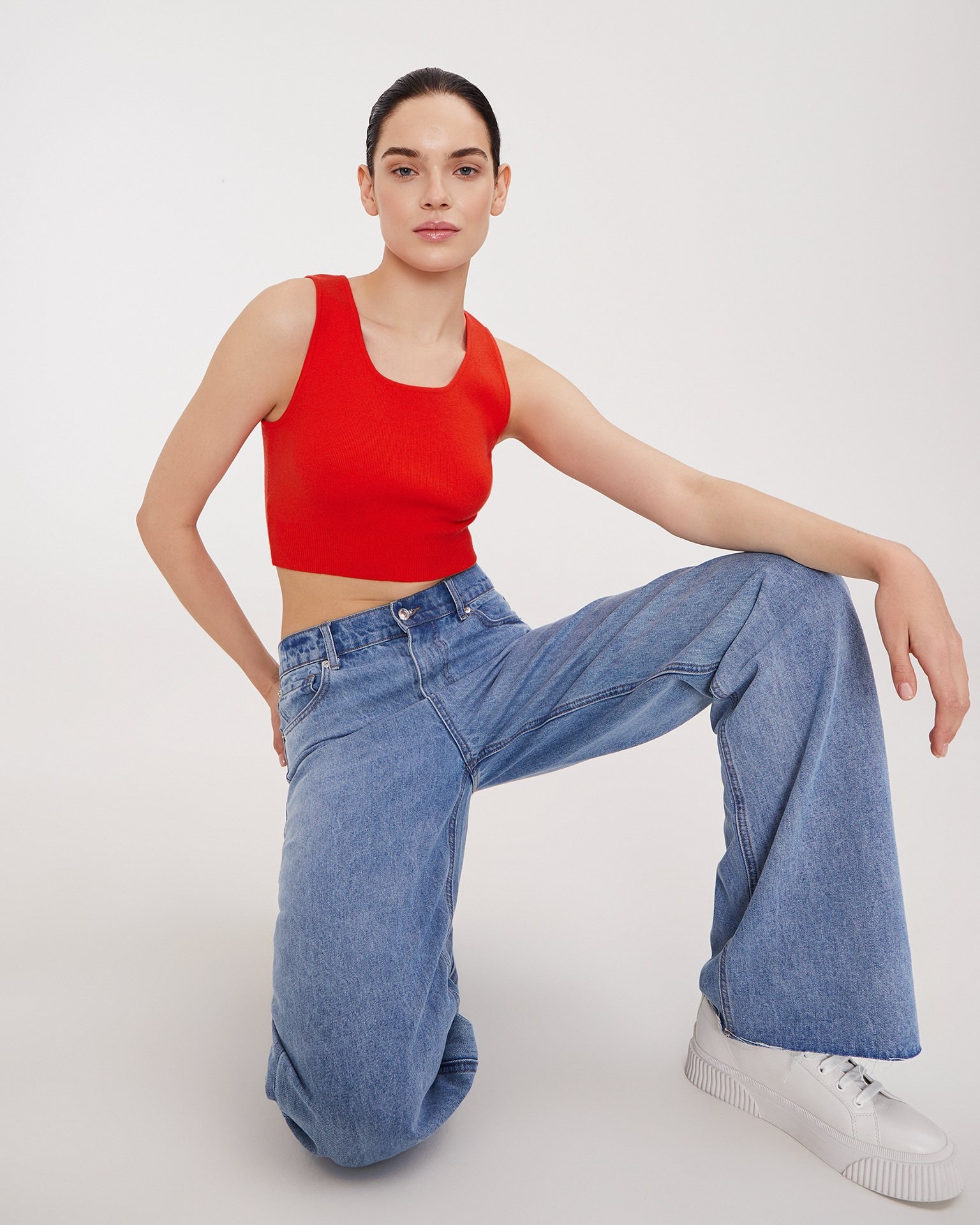 Red crop top, Coral — photo 3