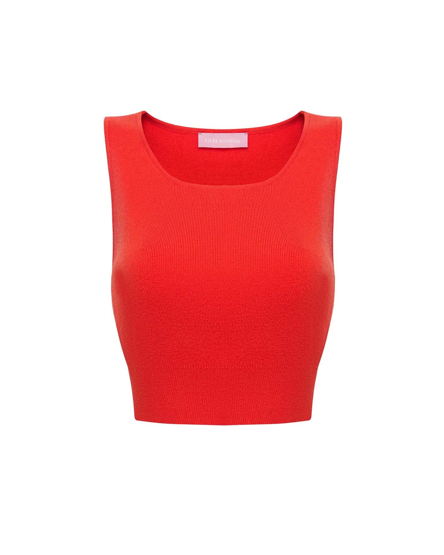 Red crop top, Coral