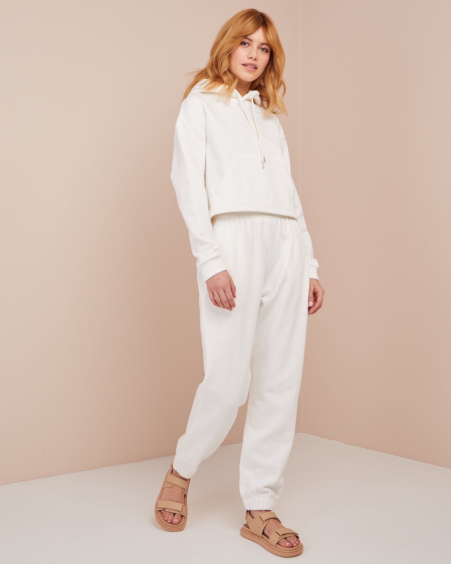 Set with a cropped hoodie, White — photo 2