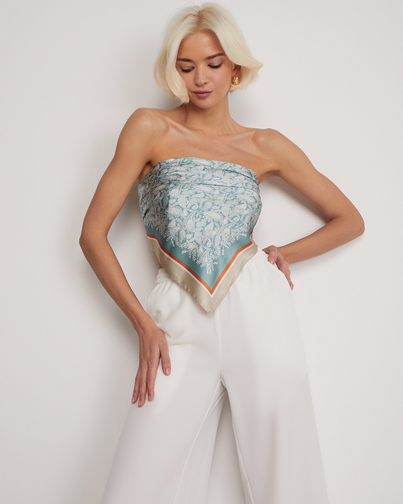 Wide-leg trousers, Milky — photo 5