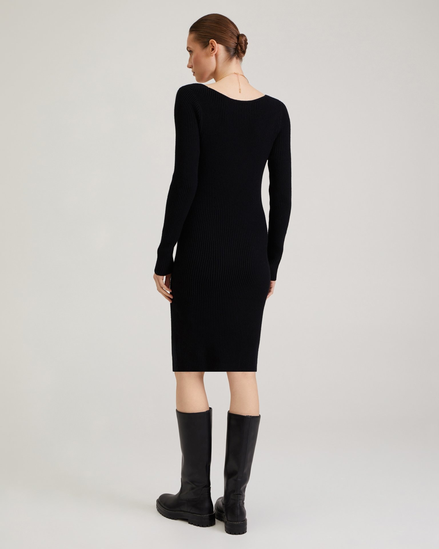 Dress with a neckline, Black — photo 3