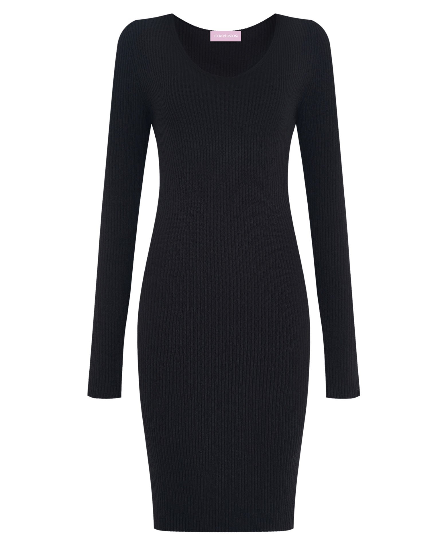 Dress with a neckline, Black — photo 7