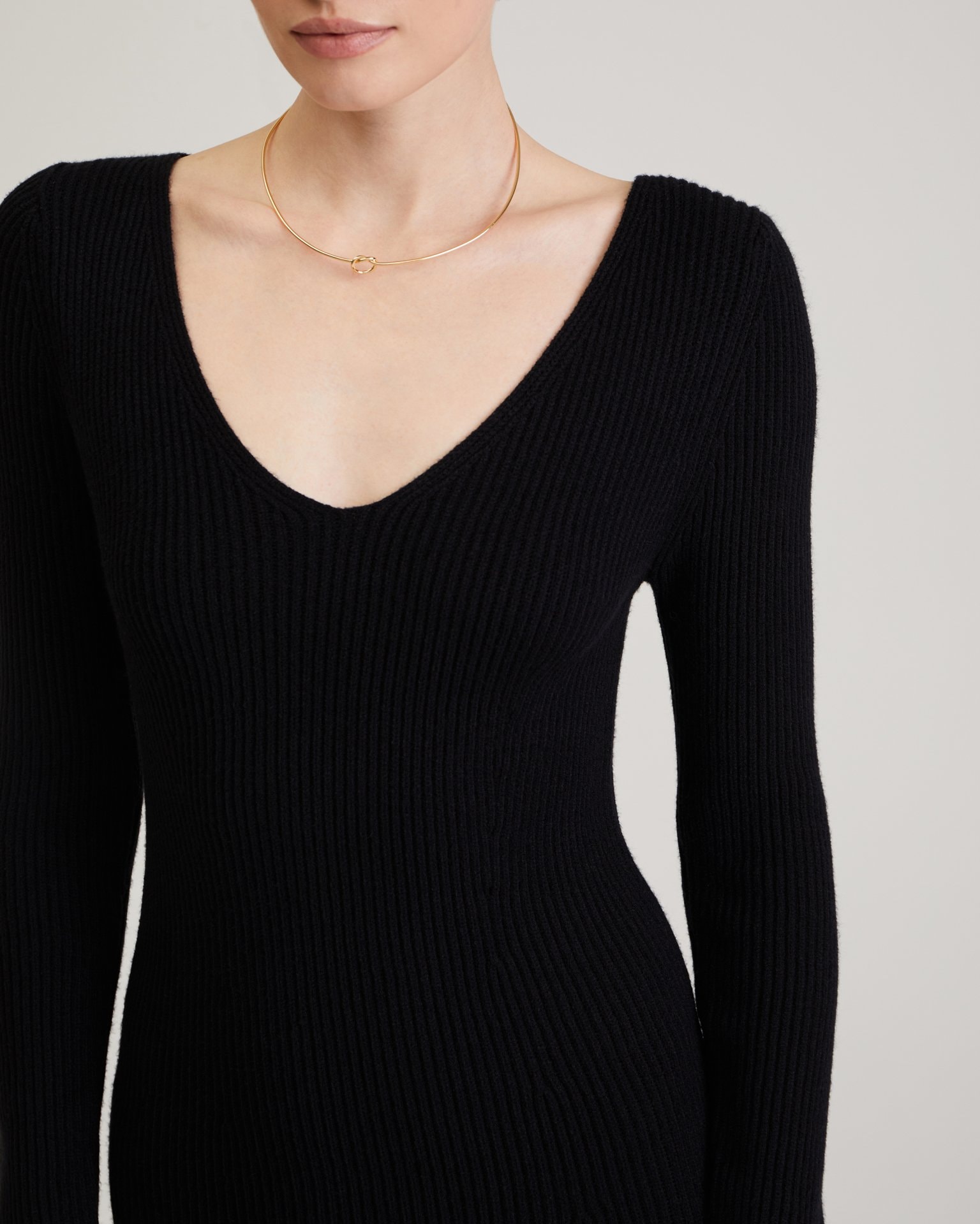 Dress with a neckline, Black — photo 6