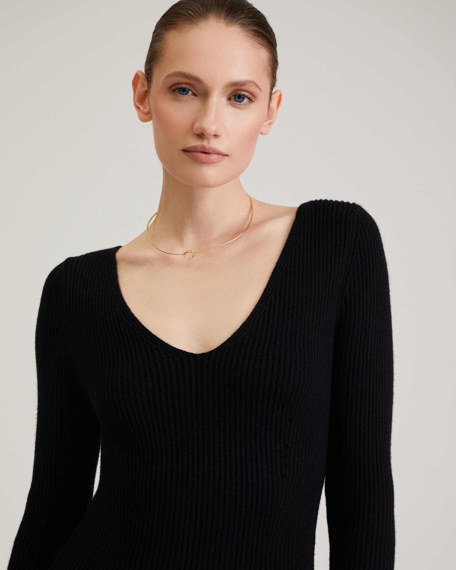 Dress with a neckline, Black — photo 5