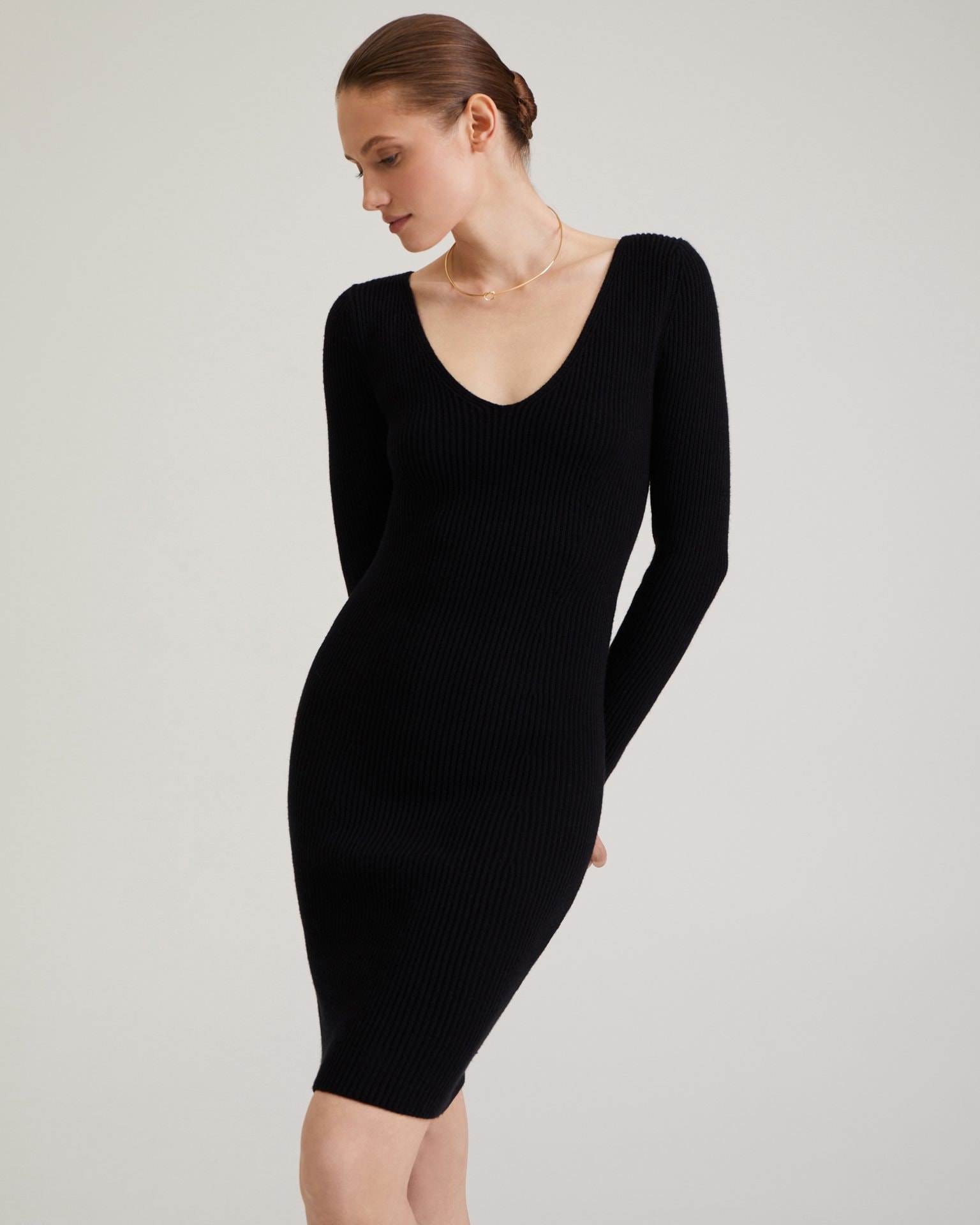 Dress with a neckline, Black — photo 2