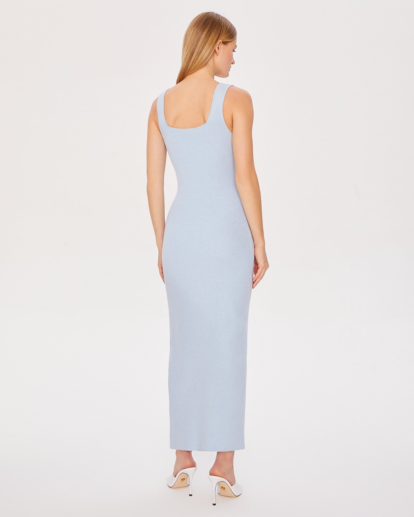 Dress with V-Neck, Blue — photo 3