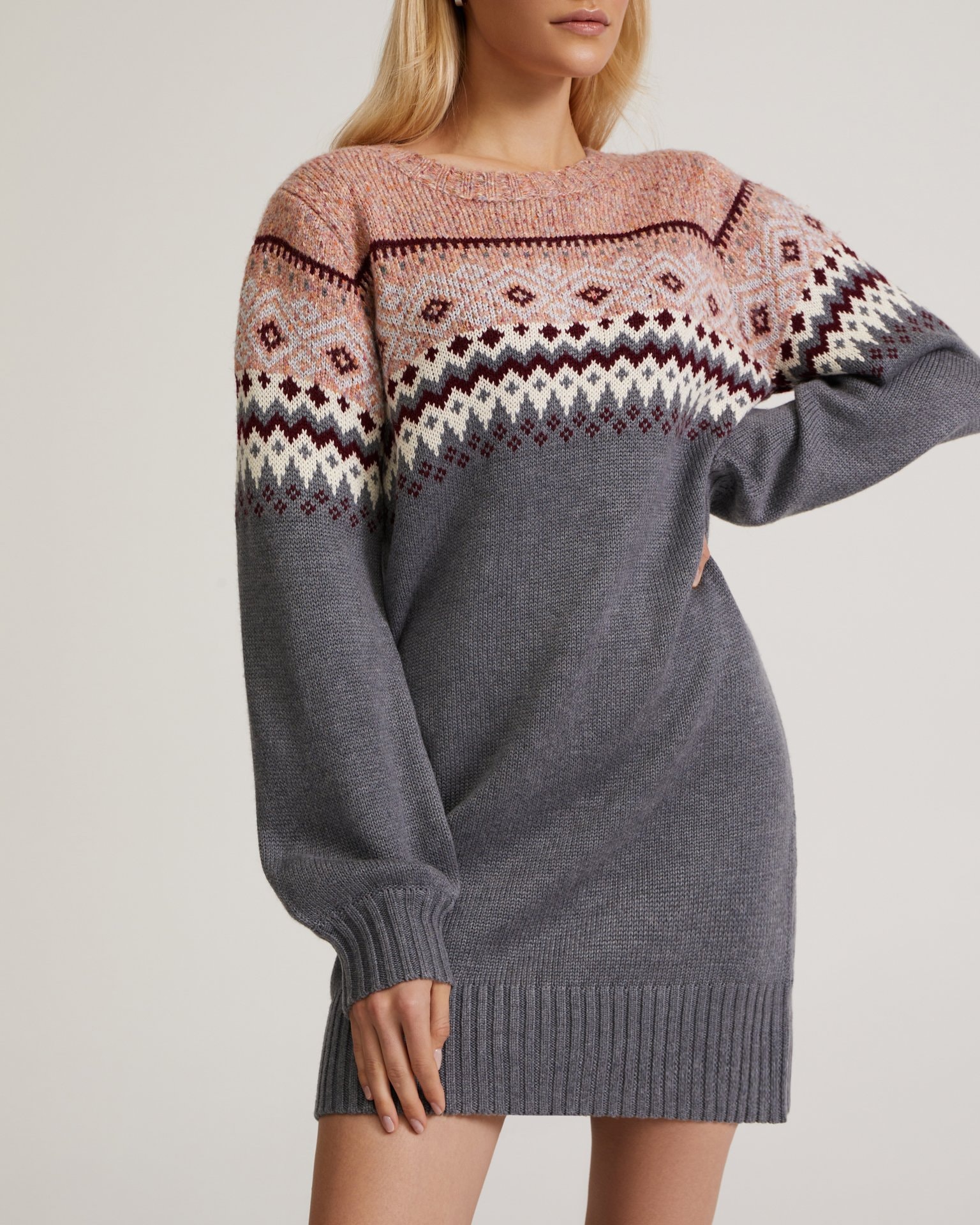 Dress with Scandinavian patterns, Grey — photo 9
