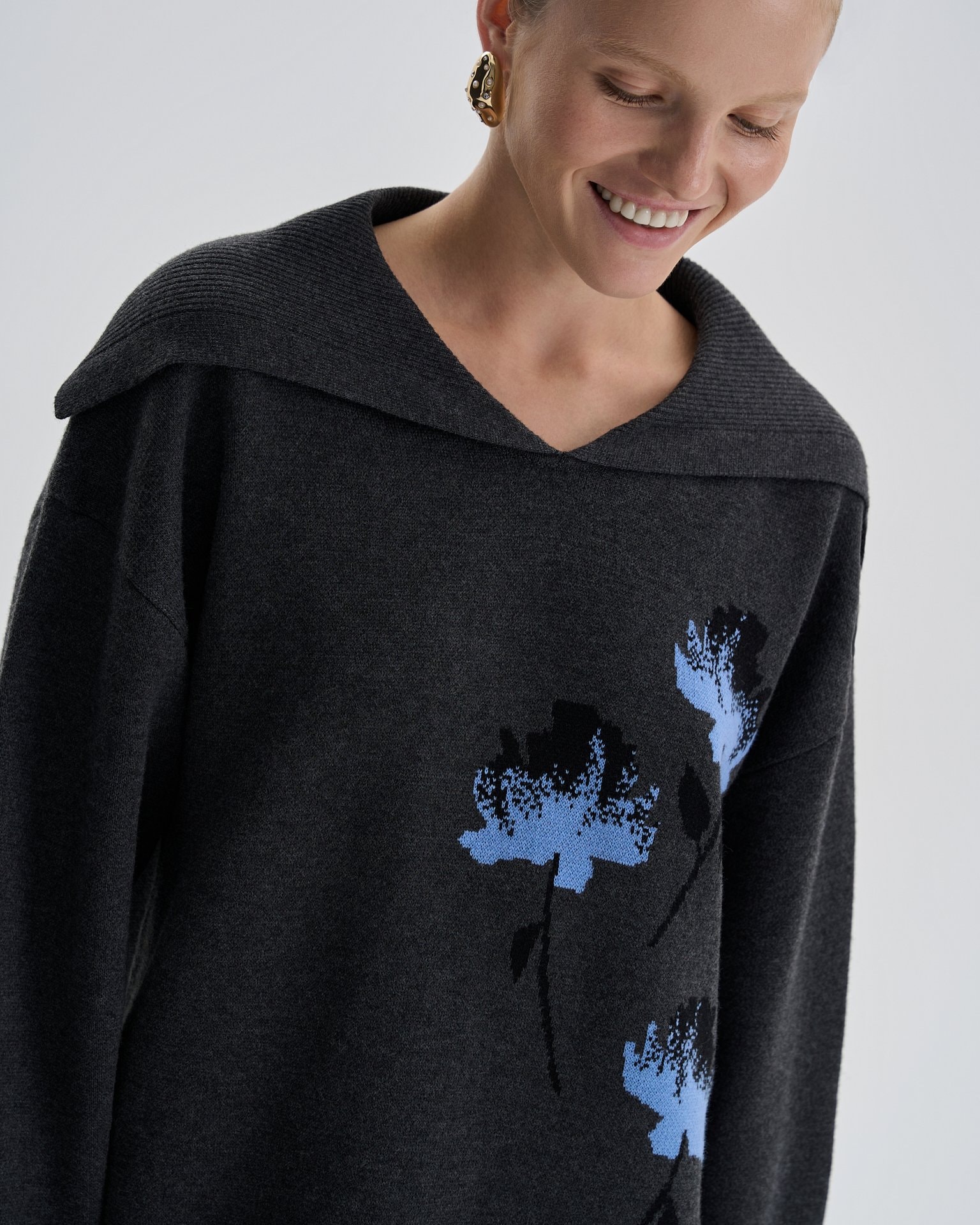Wide-collar jumper, Grey — photo 6