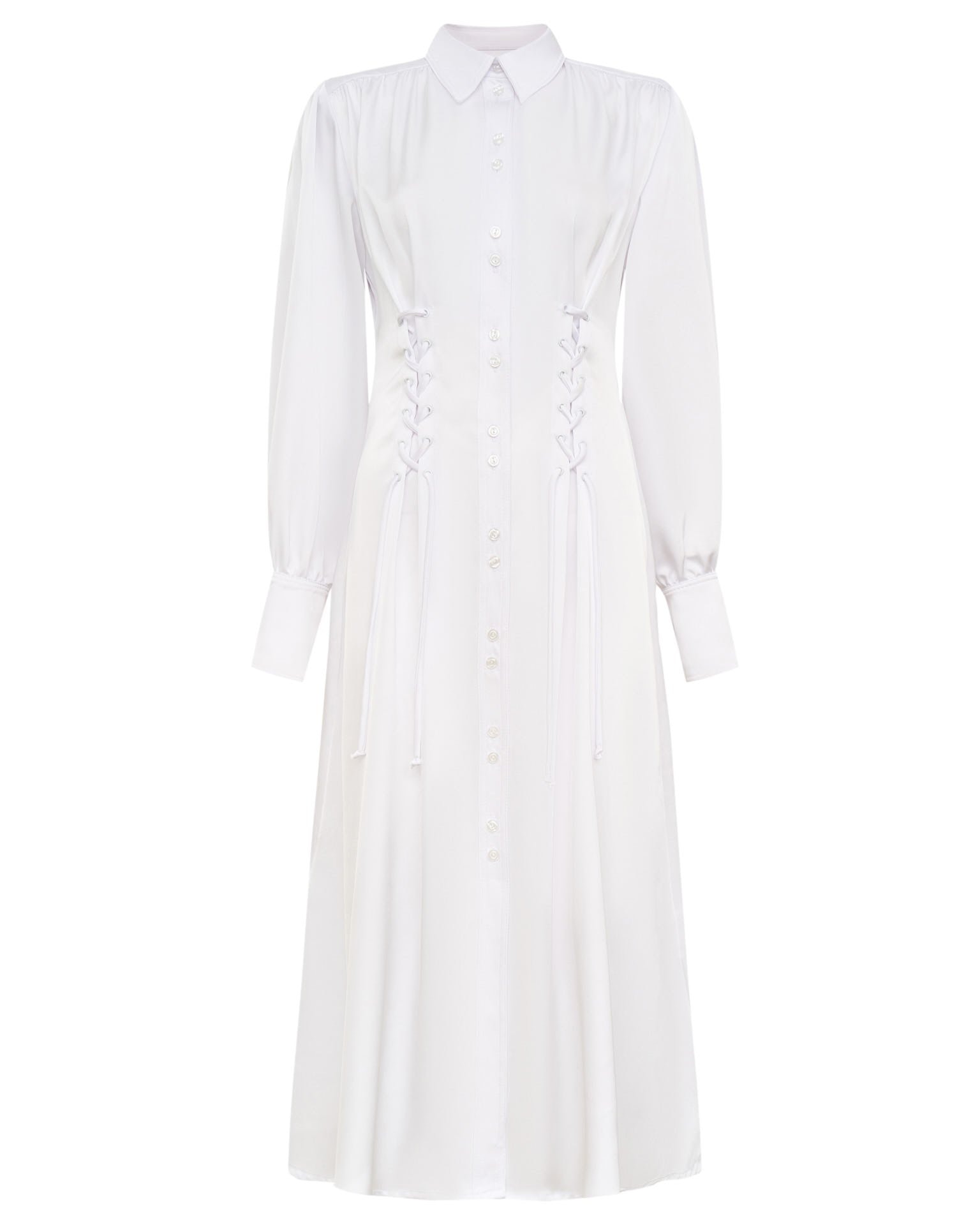 Lace-up dress, White