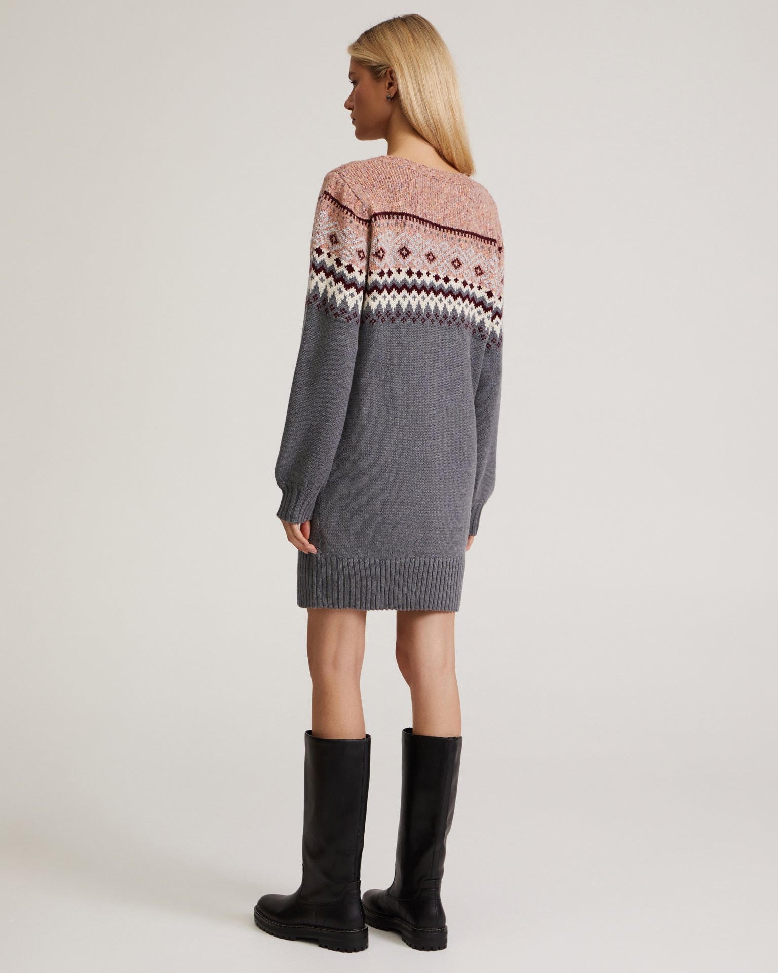 Dress with Scandinavian patterns, Grey — photo 3