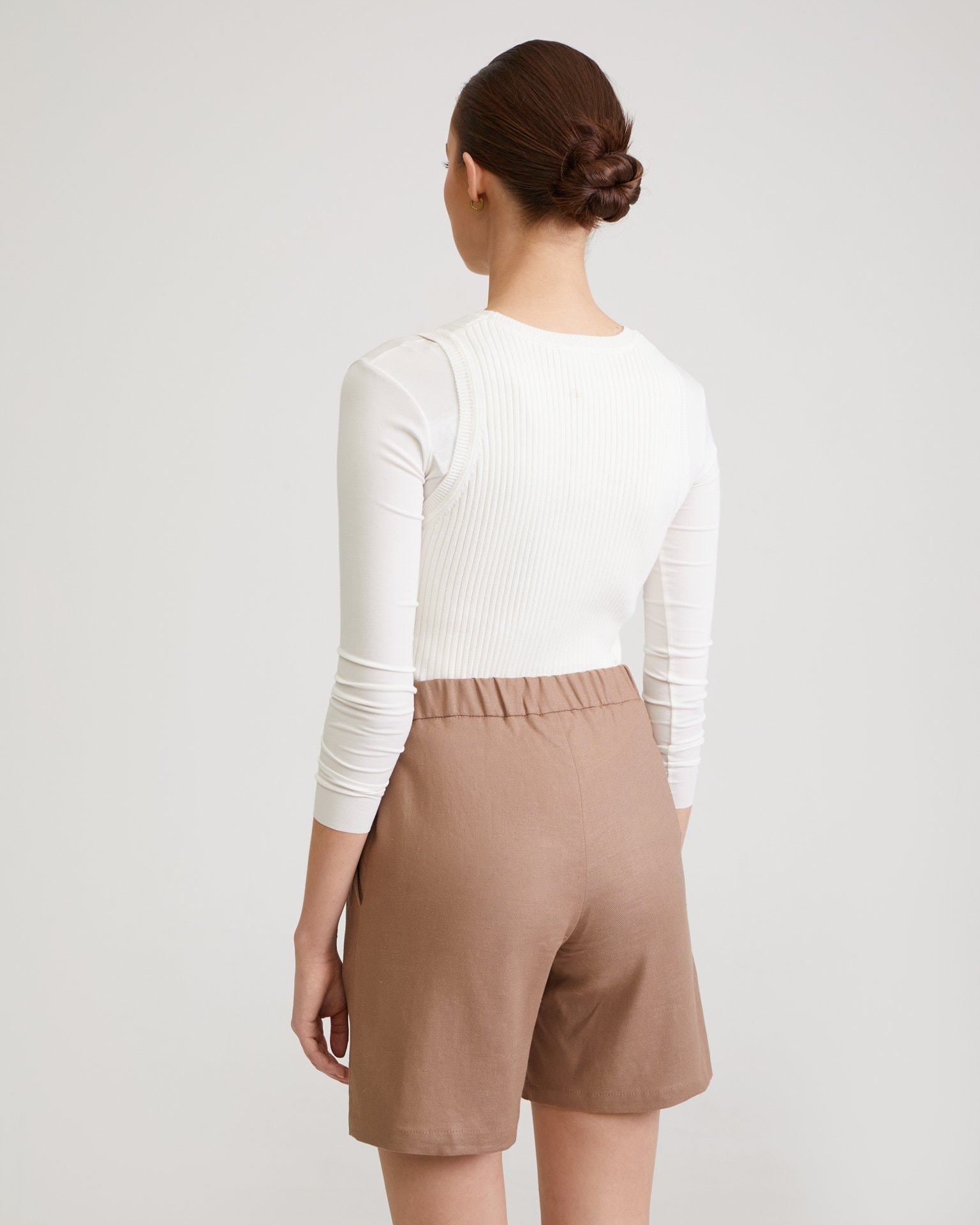 Linen shorts, Brown — photo 4