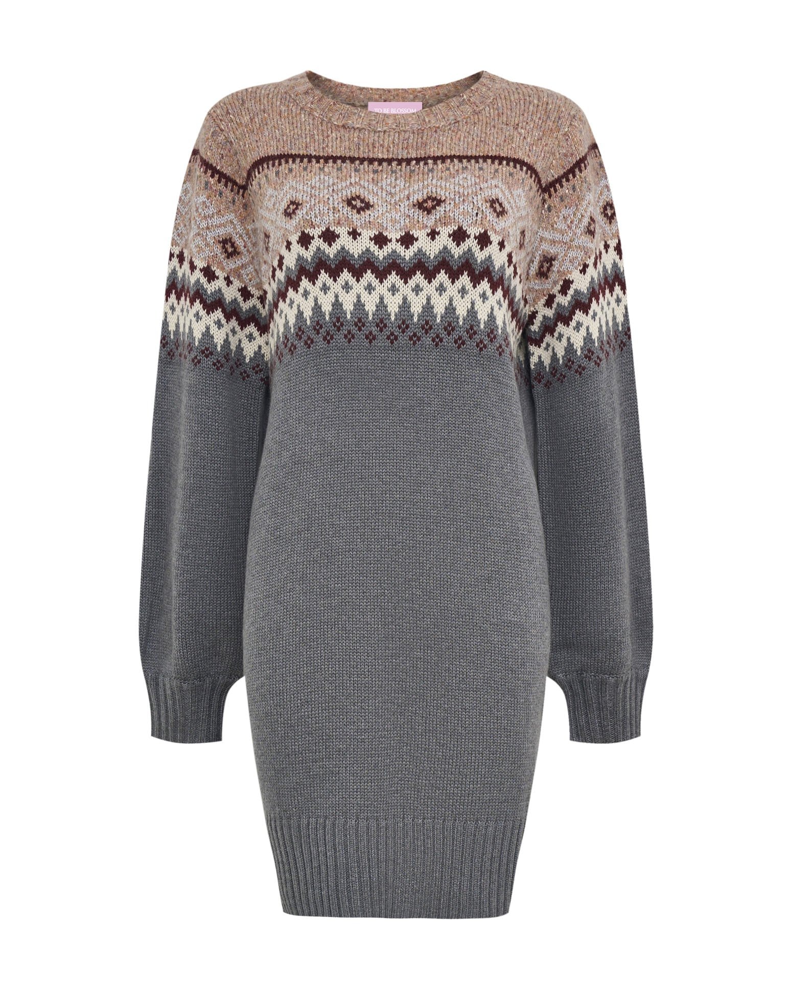 Dress with Scandinavian patterns, Grey — photo 11