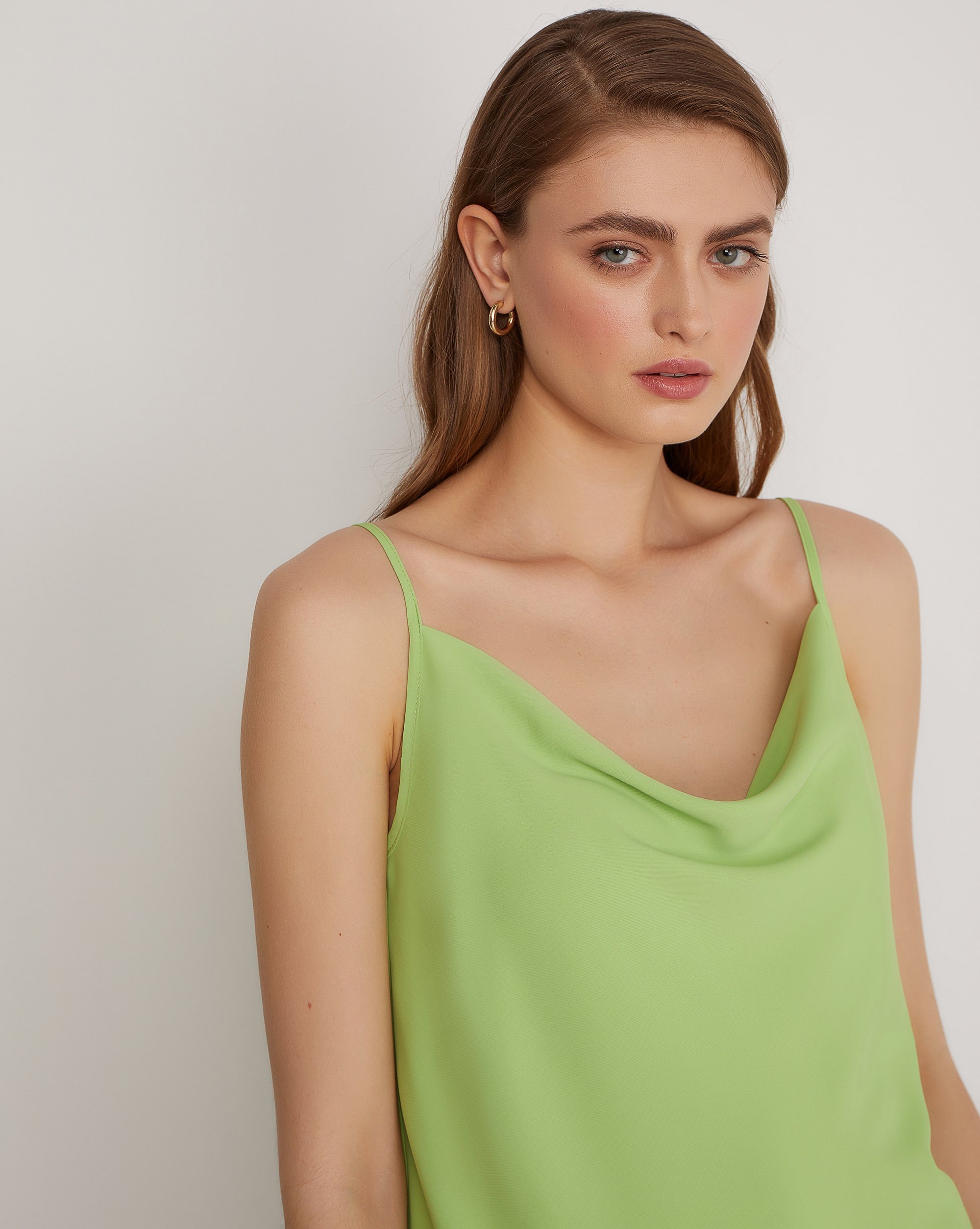 Top with thin straps, Lime — photo 3