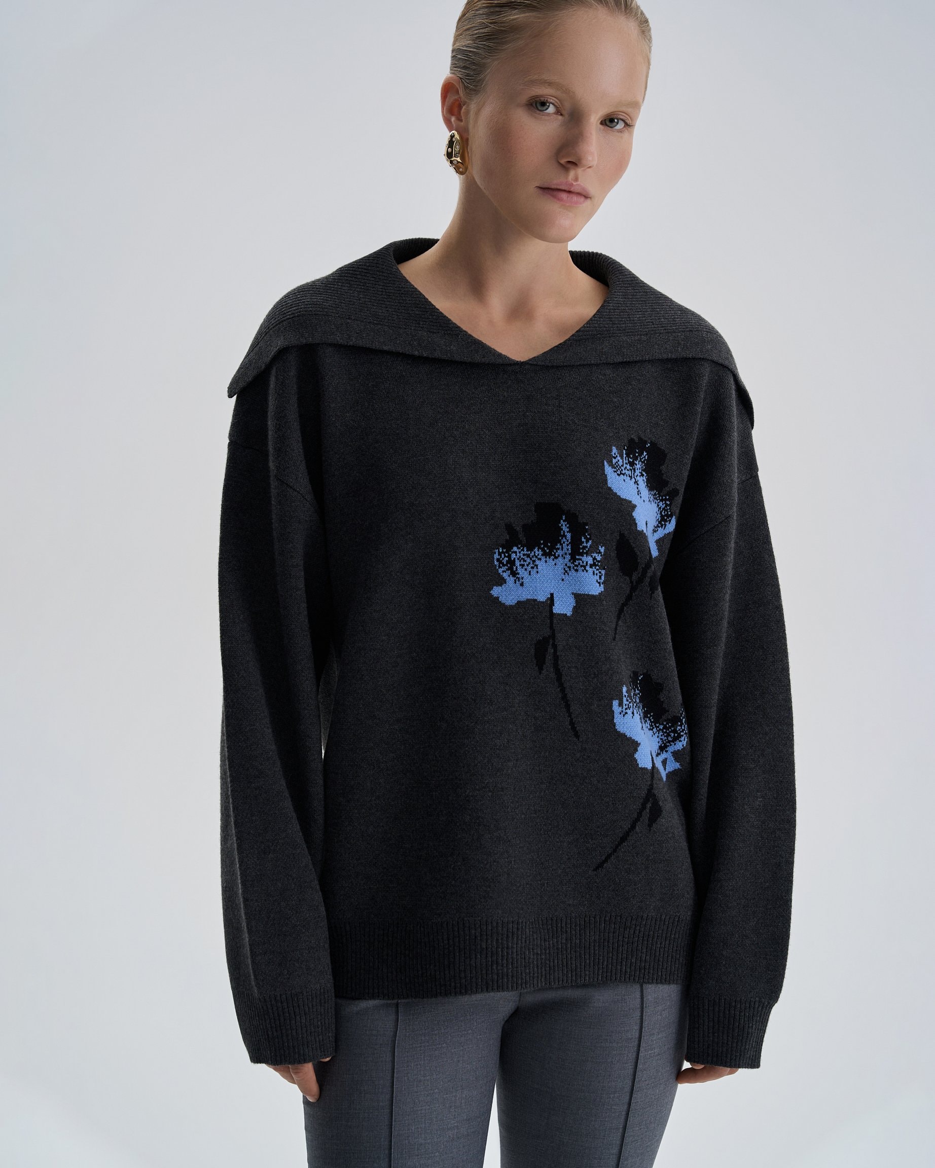Wide-collar jumper, Grey — photo 4