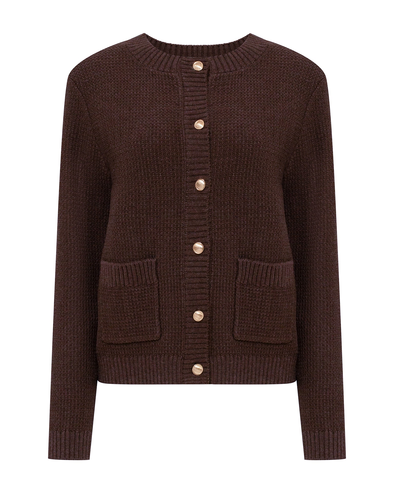 Textured knit cardigan, Brown. — photo 6