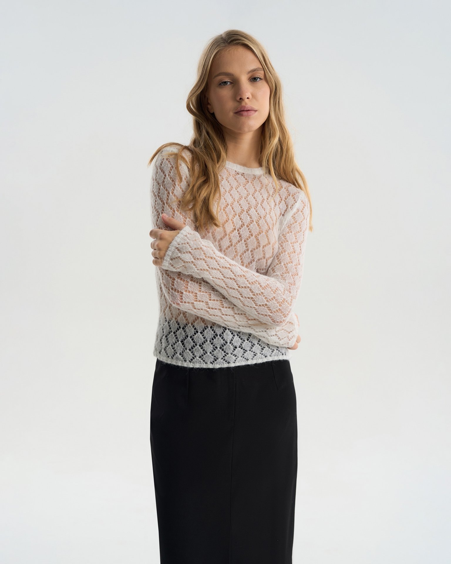 Wool Knit Jumper, White — photo 4