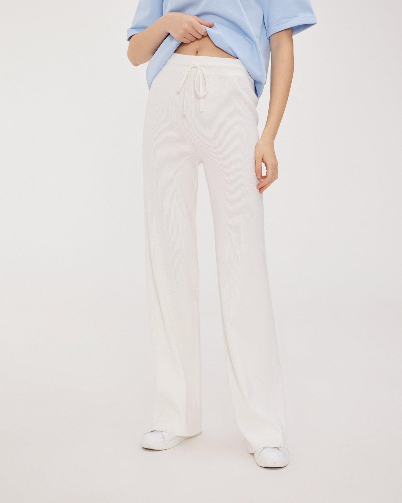 White viscose trousers, White — photo 4