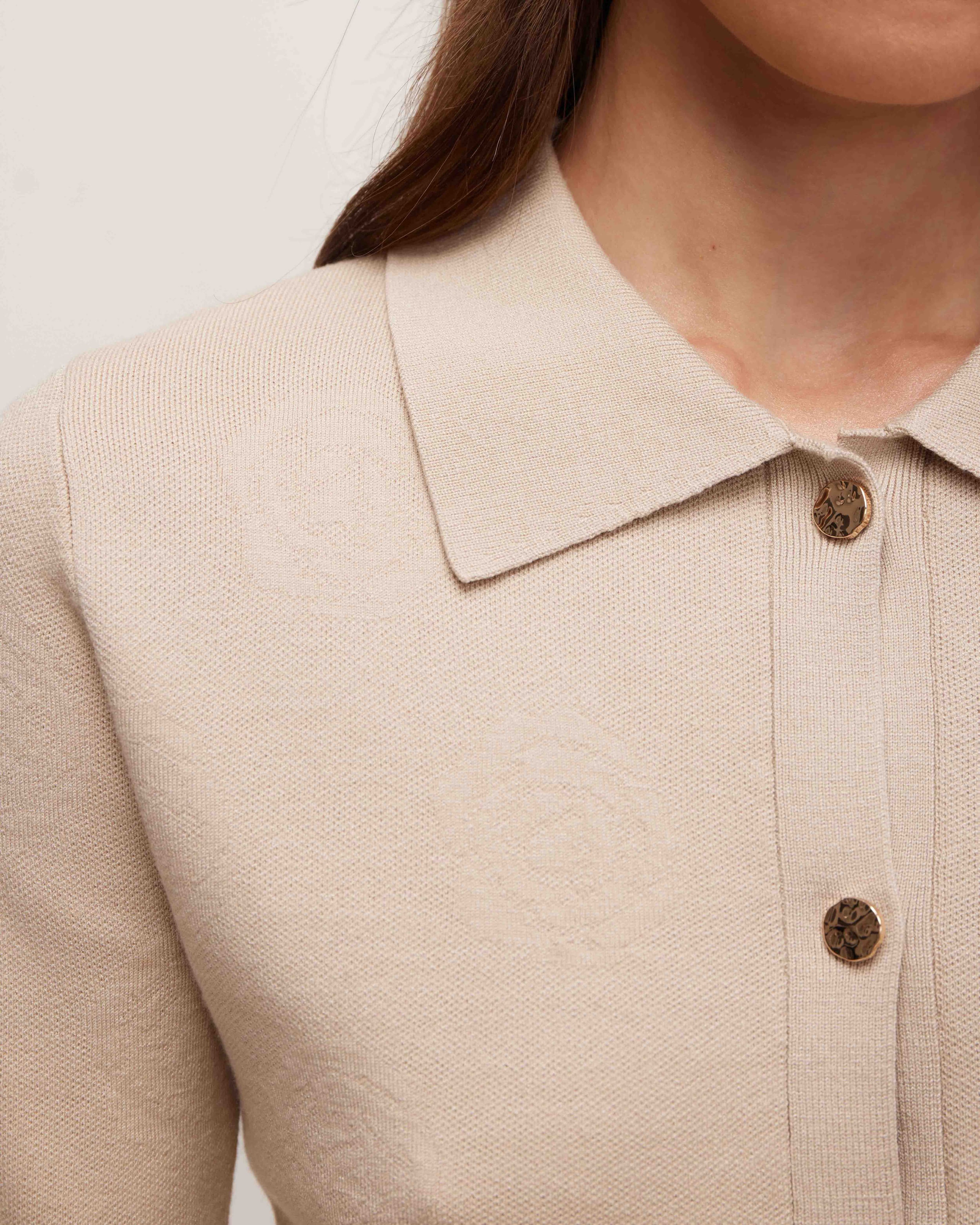 Short-sleeved cardigan, Beige — photo 6