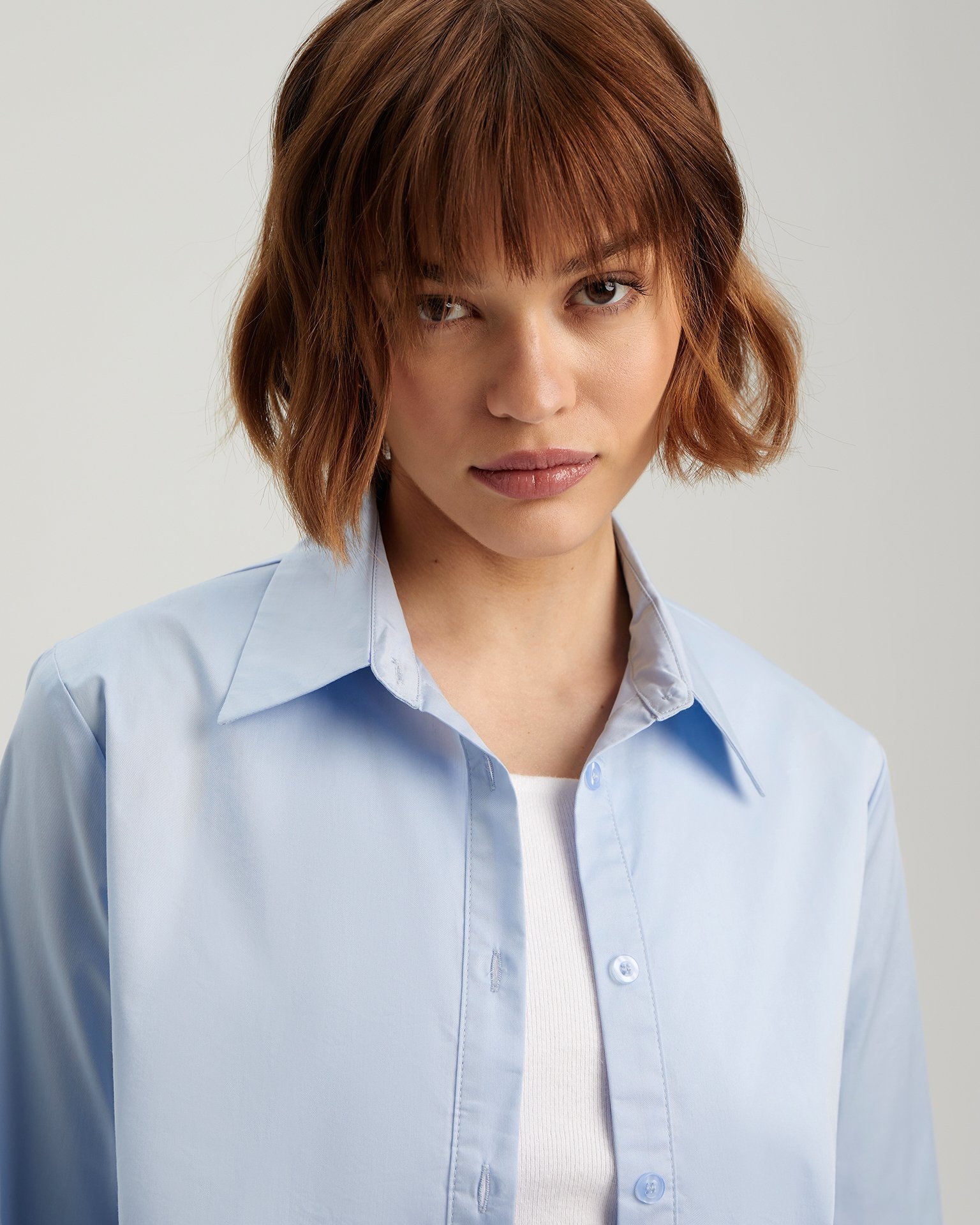 Cotton shirt, Sky Blue — photo 5