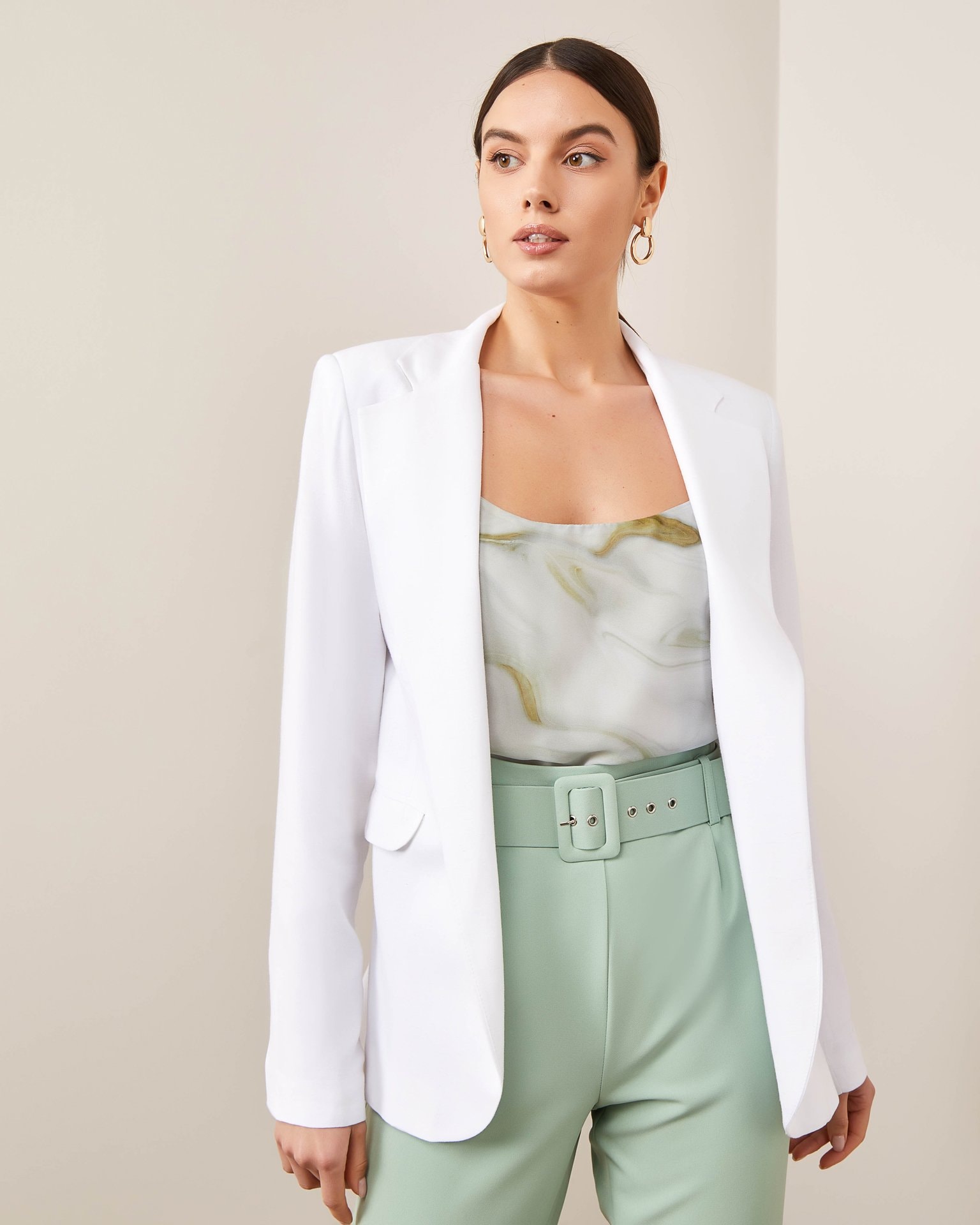 Blazer with wide lapels, White — photo 4