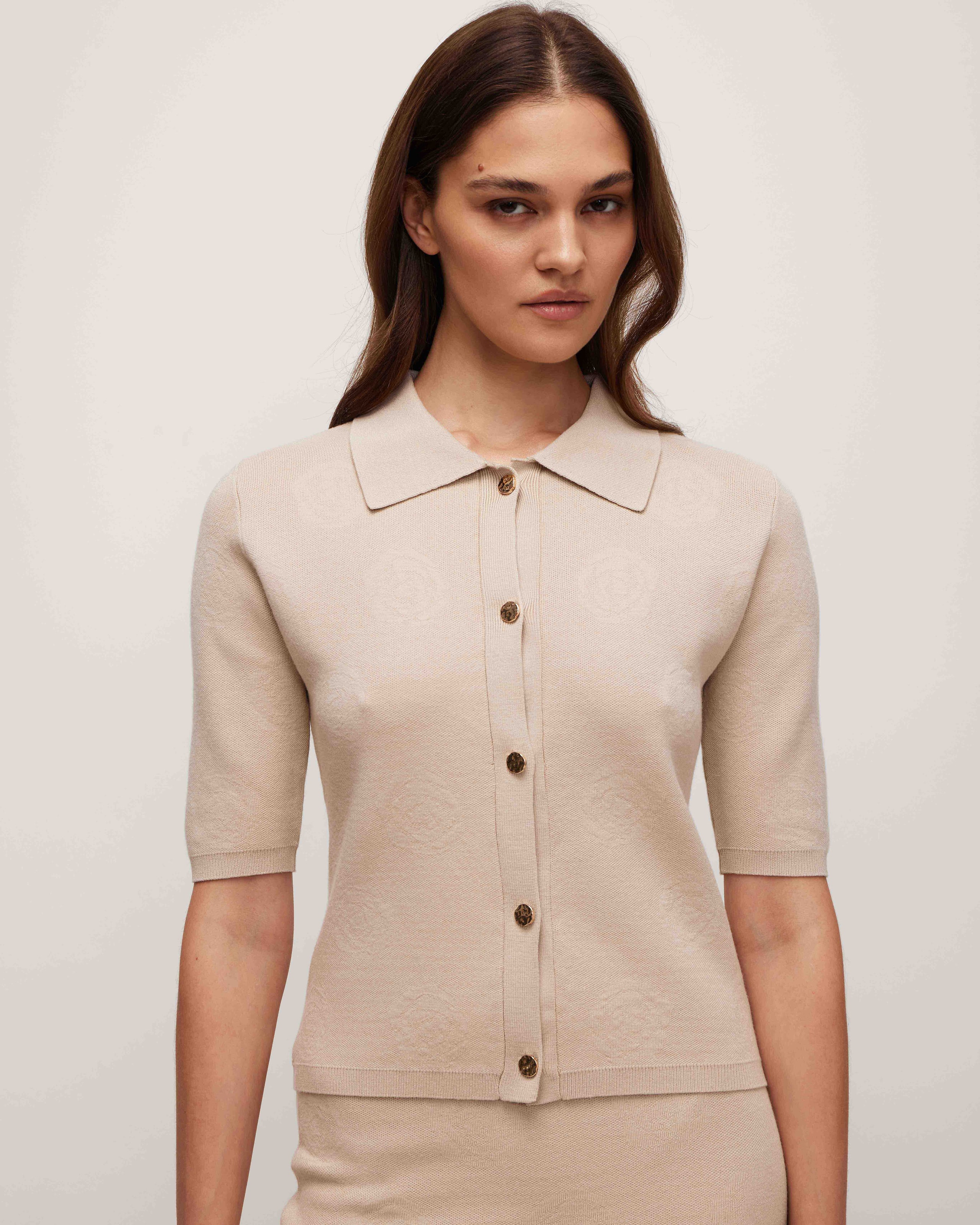 Short-sleeved cardigan, Beige