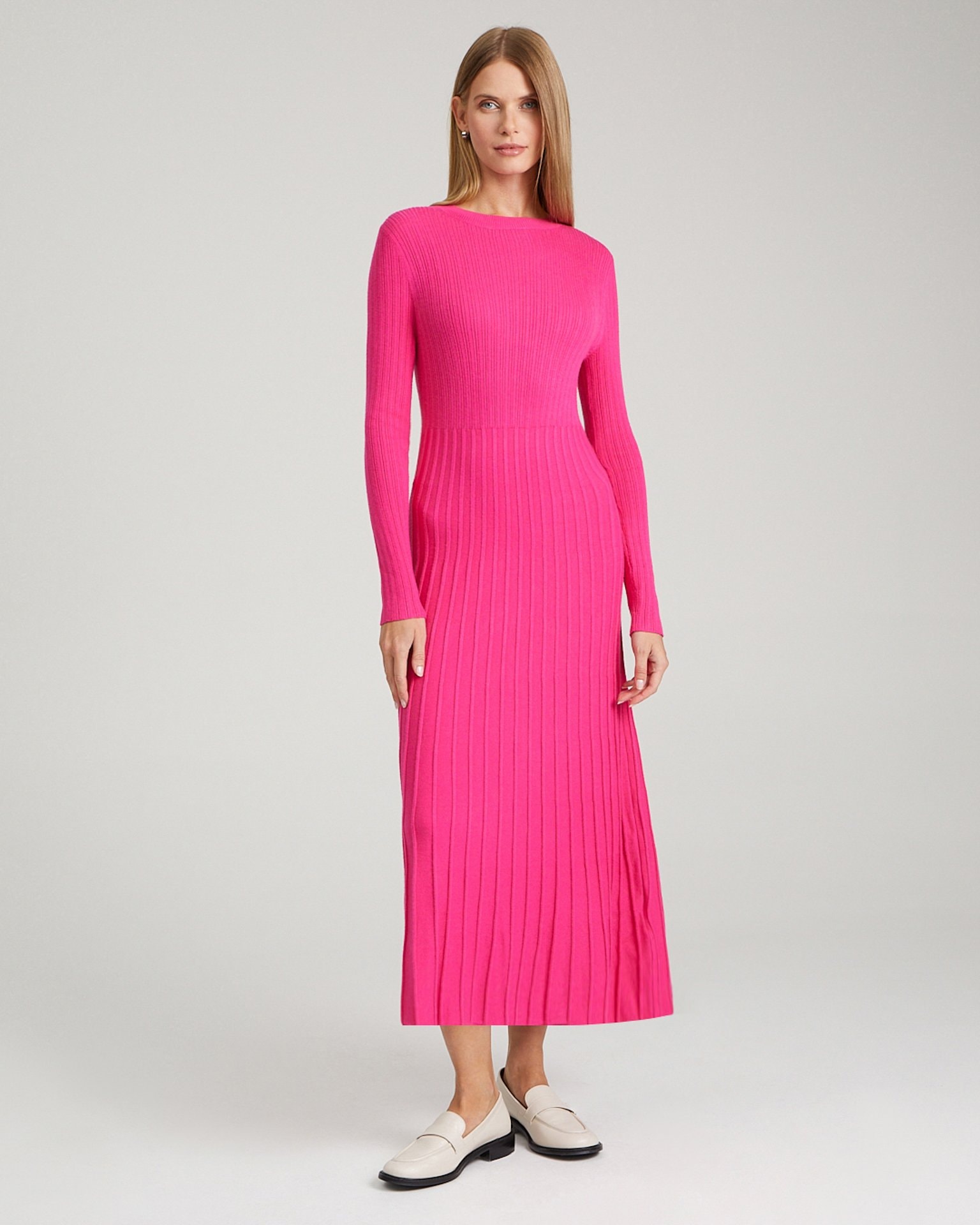 Knit midi dress, Fuchsia — photo 4