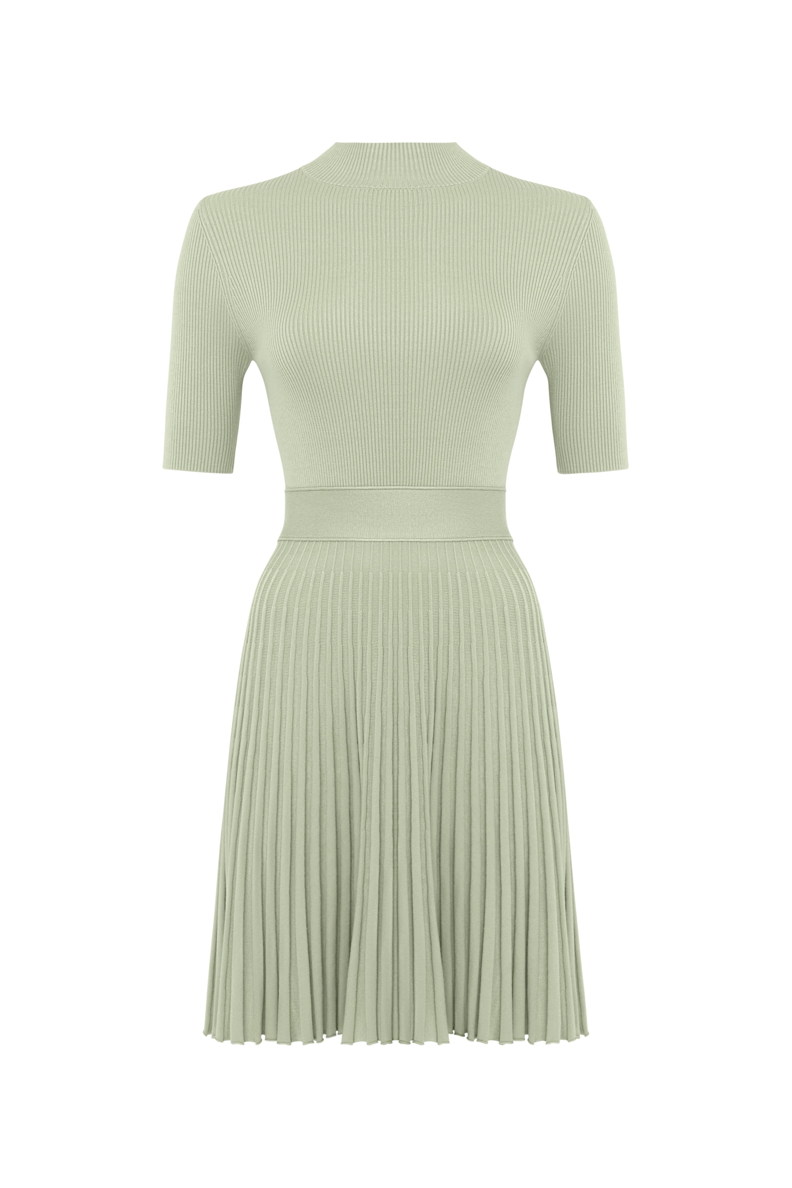 Dress with a pleated skirt, Olive — photo 3