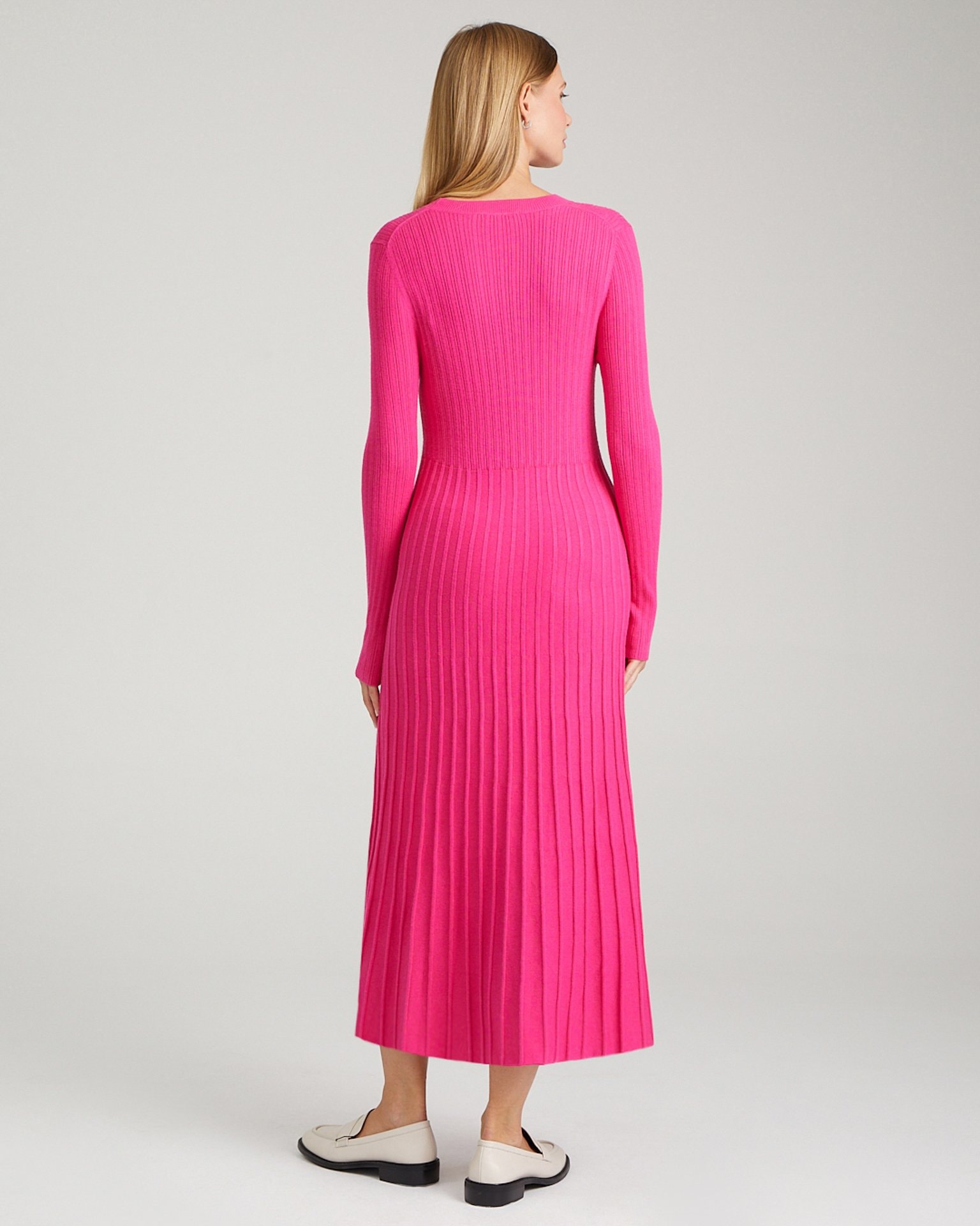 Knit midi dress, Fuchsia — photo 3