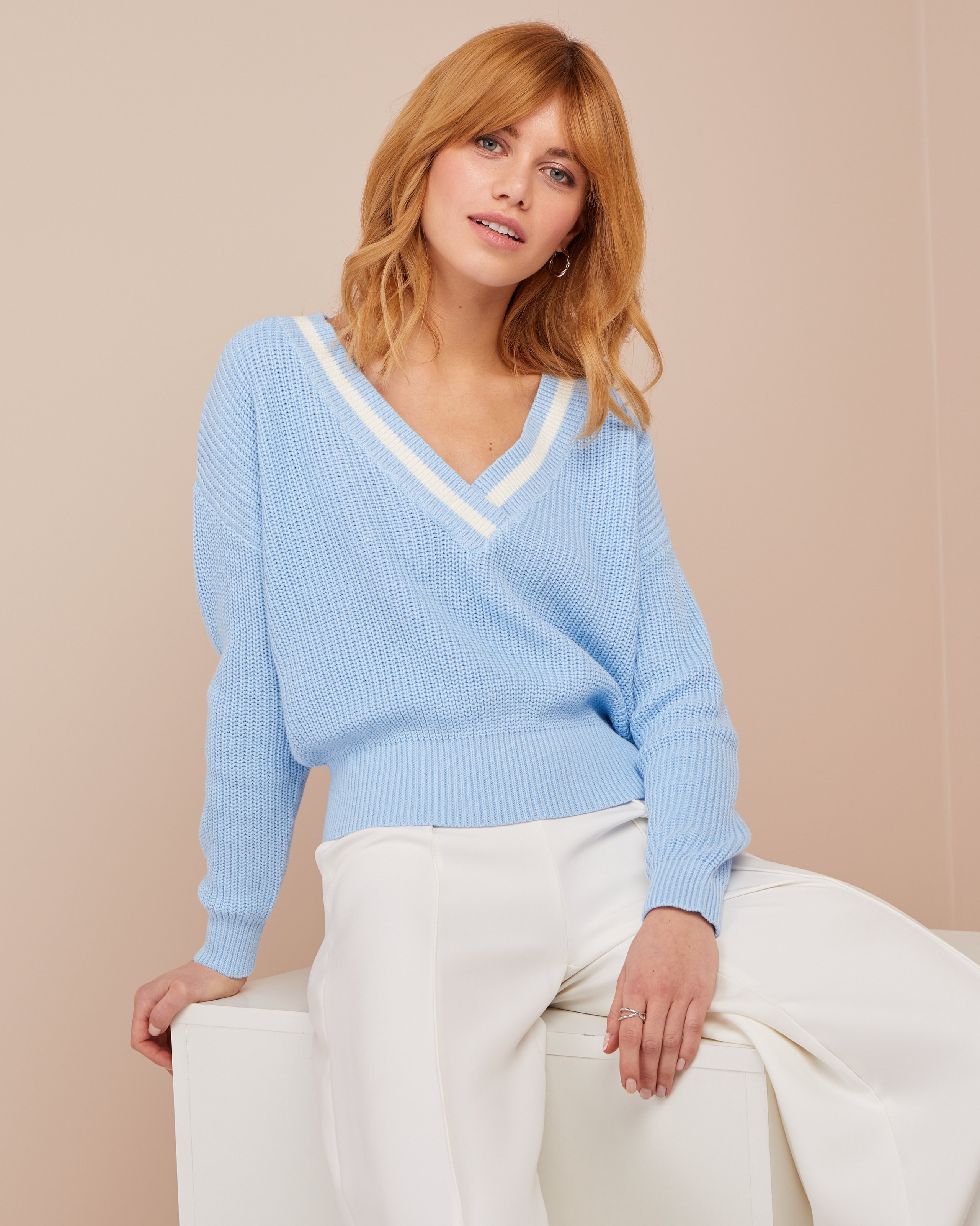 Knitted crop sweater, Sky Blue
