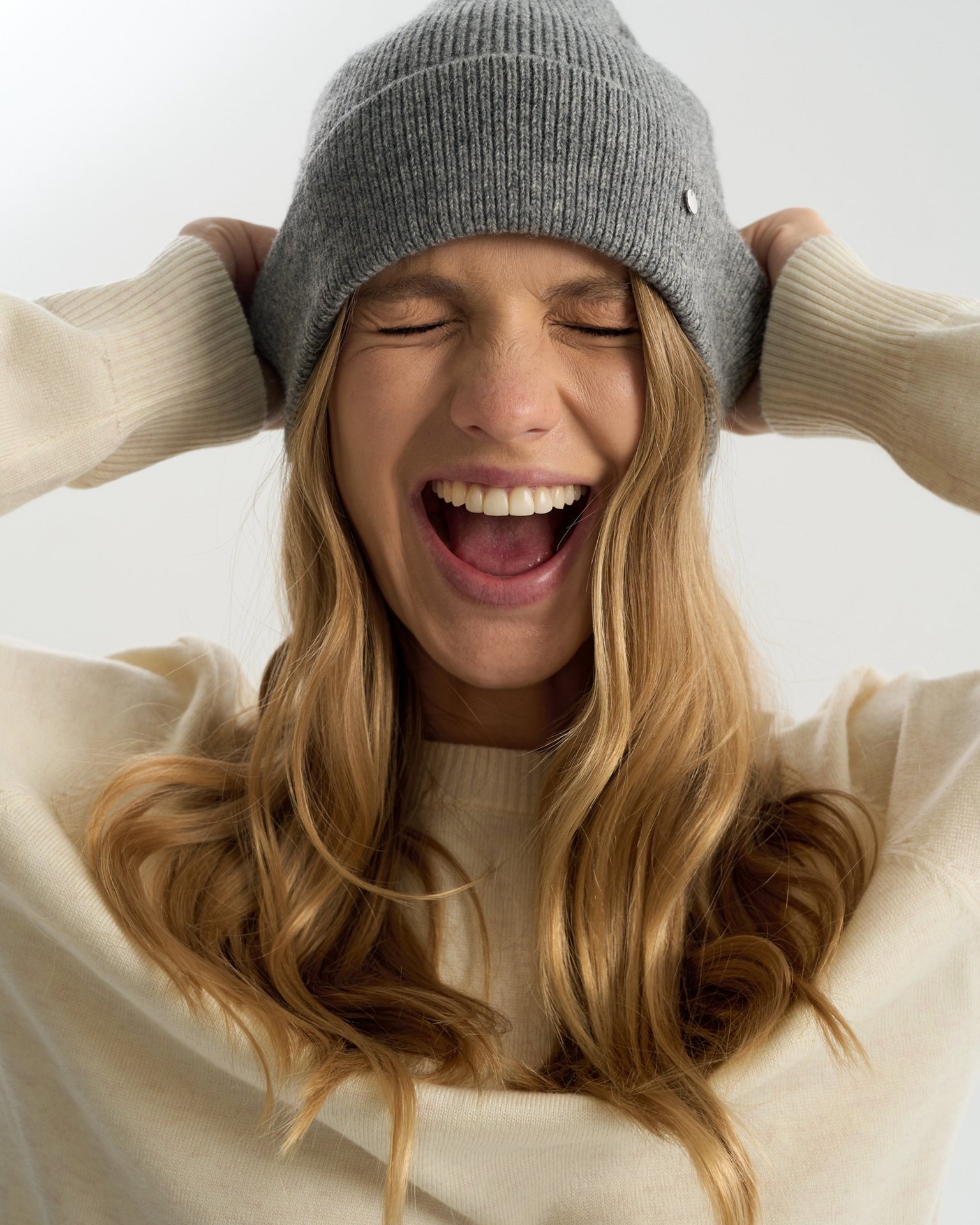 Mixed wool beanie, Grey