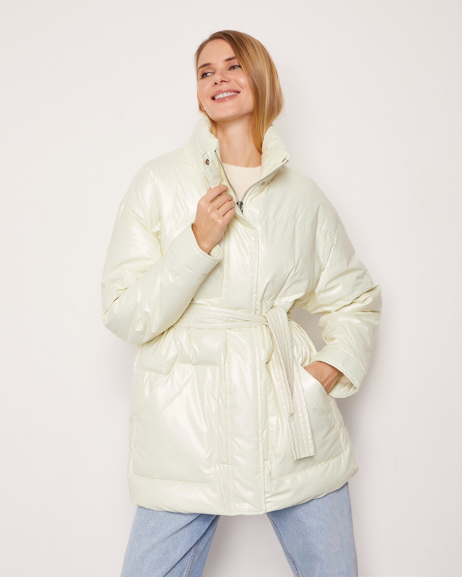 Quilted down jacket, White — photo 6