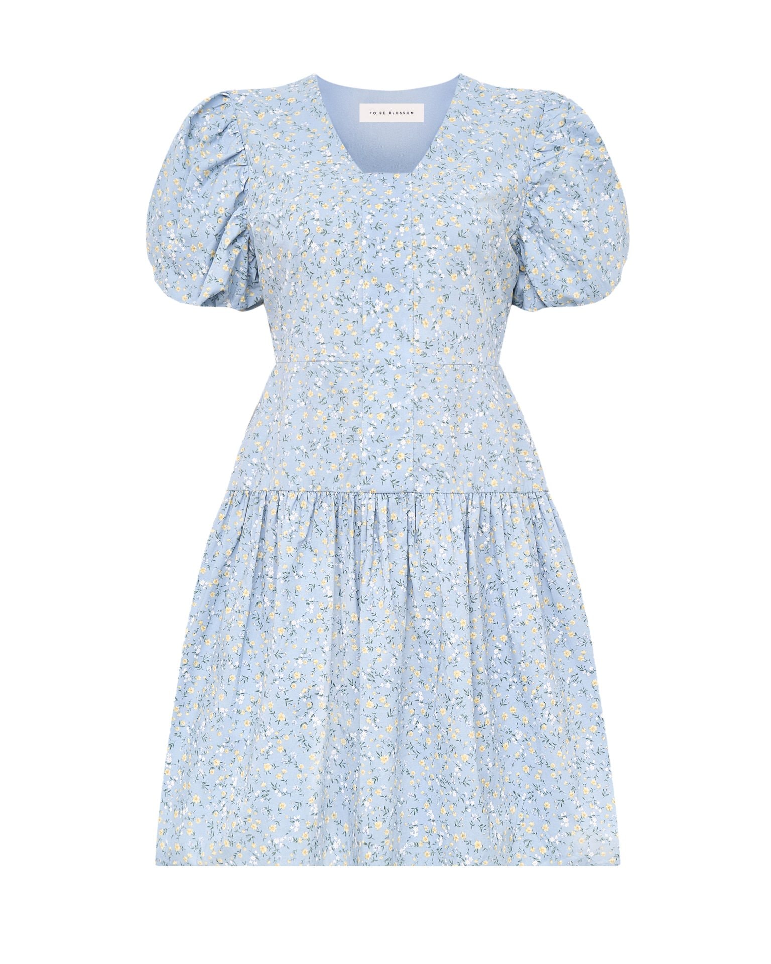 Dress with voluminous sleeves, Navy Blue — photo 6