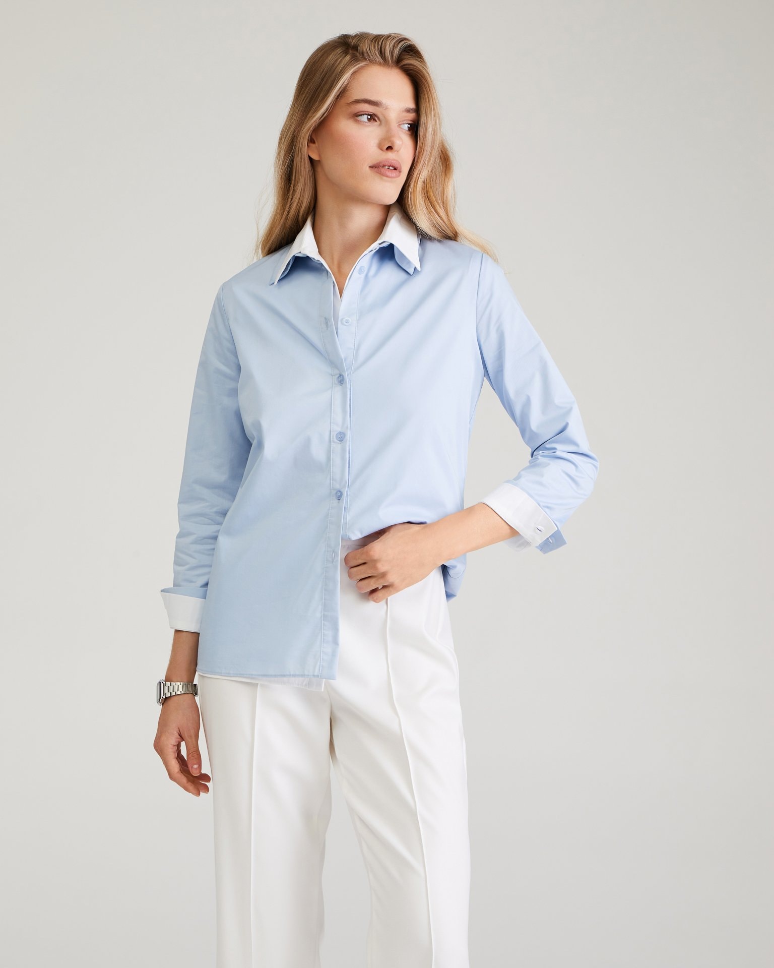 Cropped trousers in milk colour, Milky — photo 6