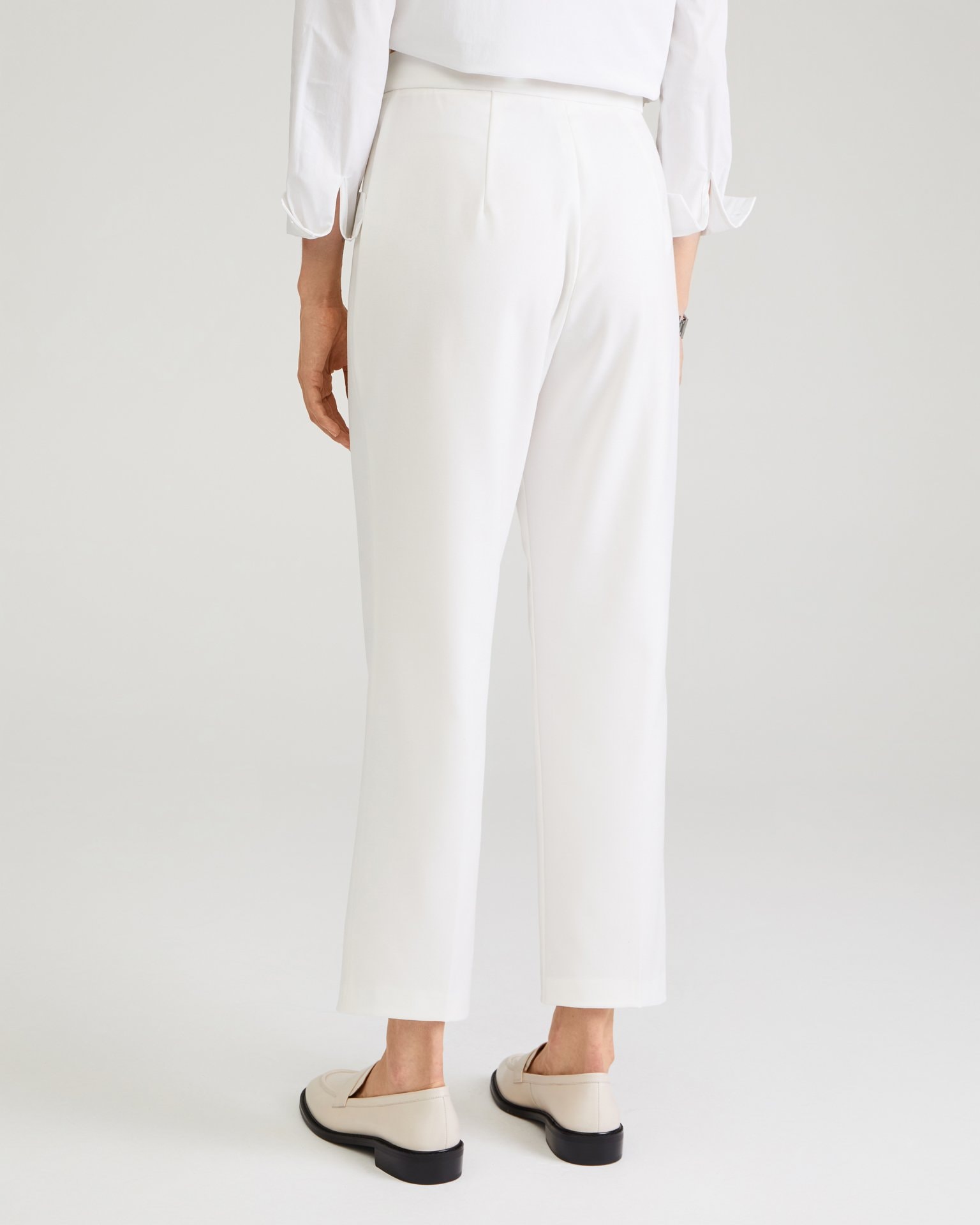 Cropped trousers in milk colour, Milky — photo 7