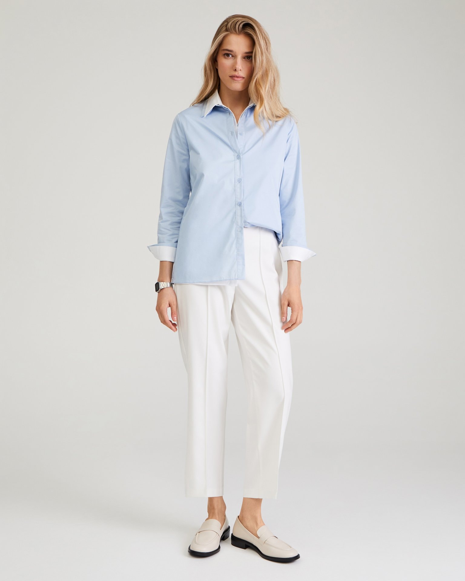 Cropped trousers in milk colour, Milky — photo 3