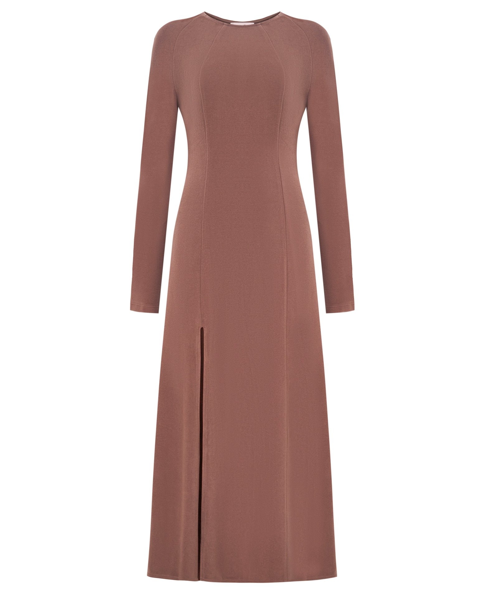 Knitted dress with a slit, Taupe — photo 11