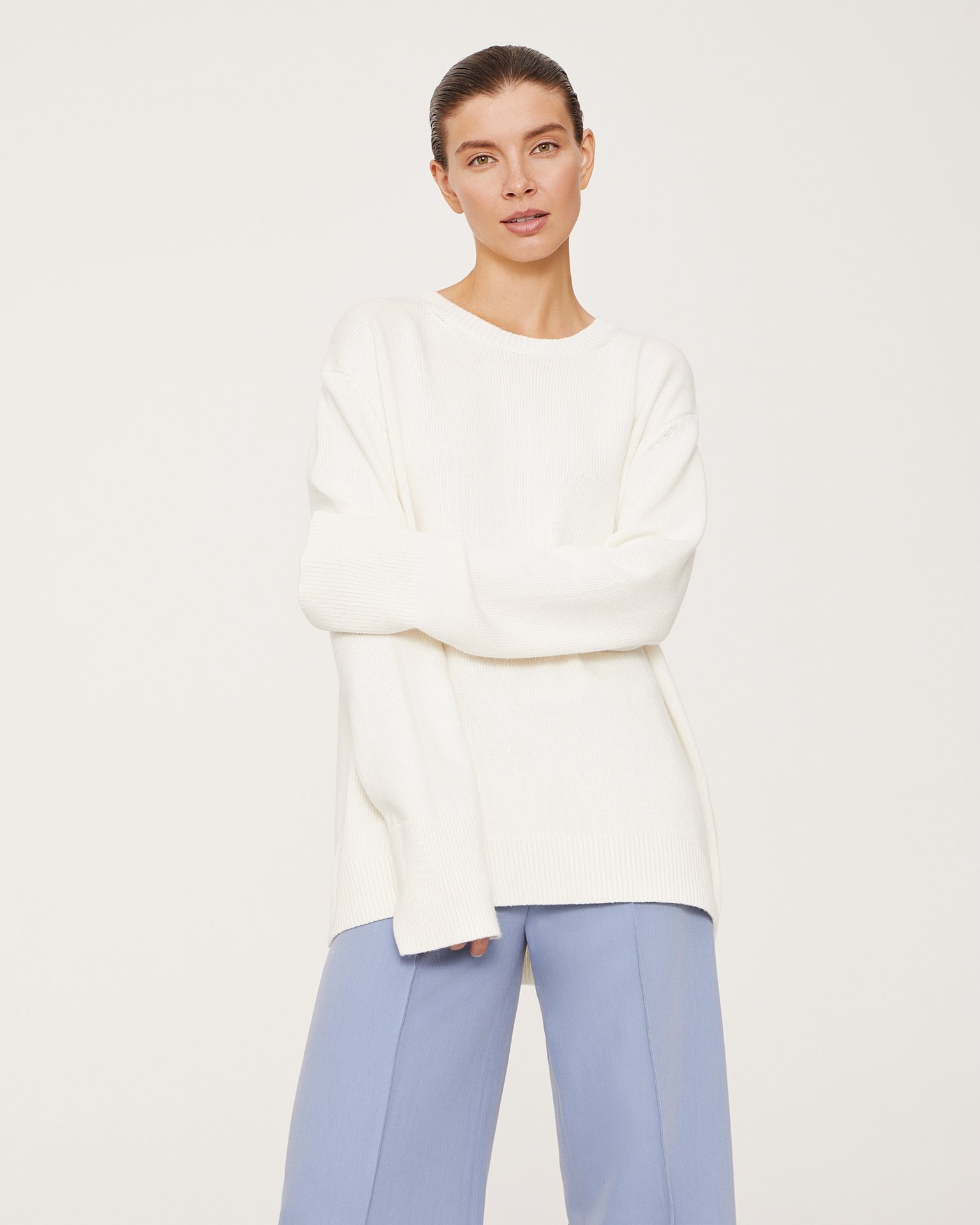 Blended yarn jumper, Milk