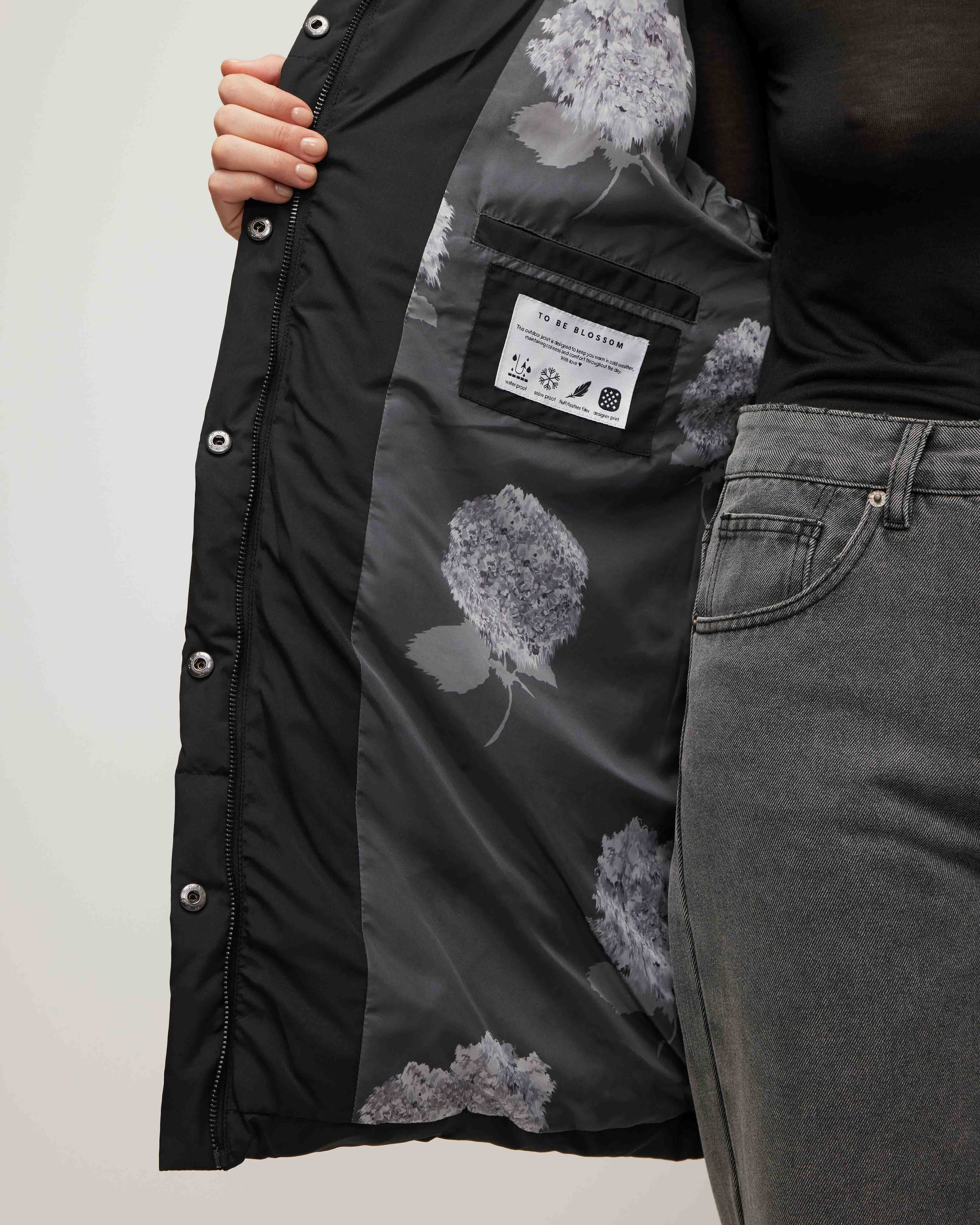 Longline puffer coat, Black — photo 9