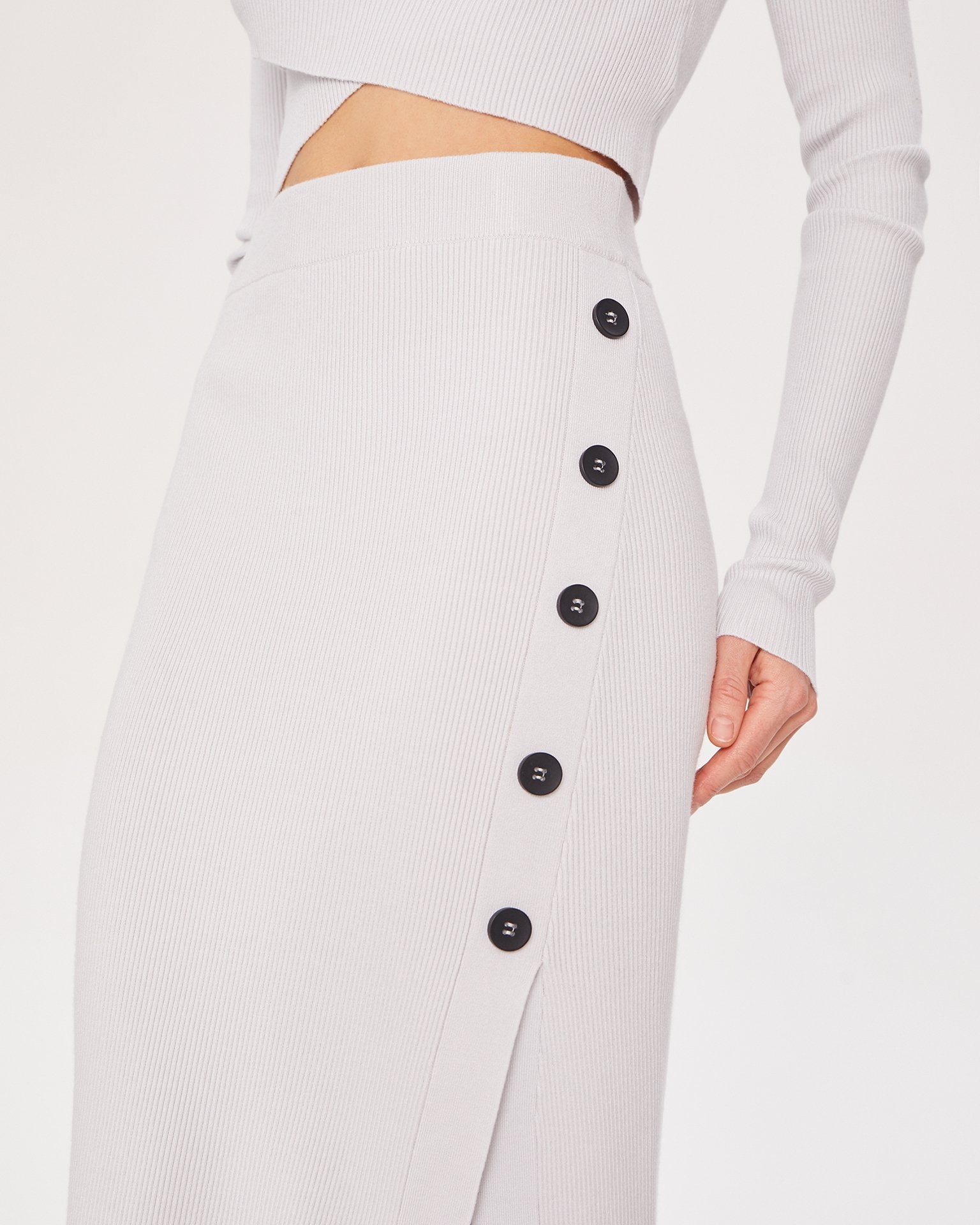 Mid-length skirt with an elasticated waist, Grey — photo 5