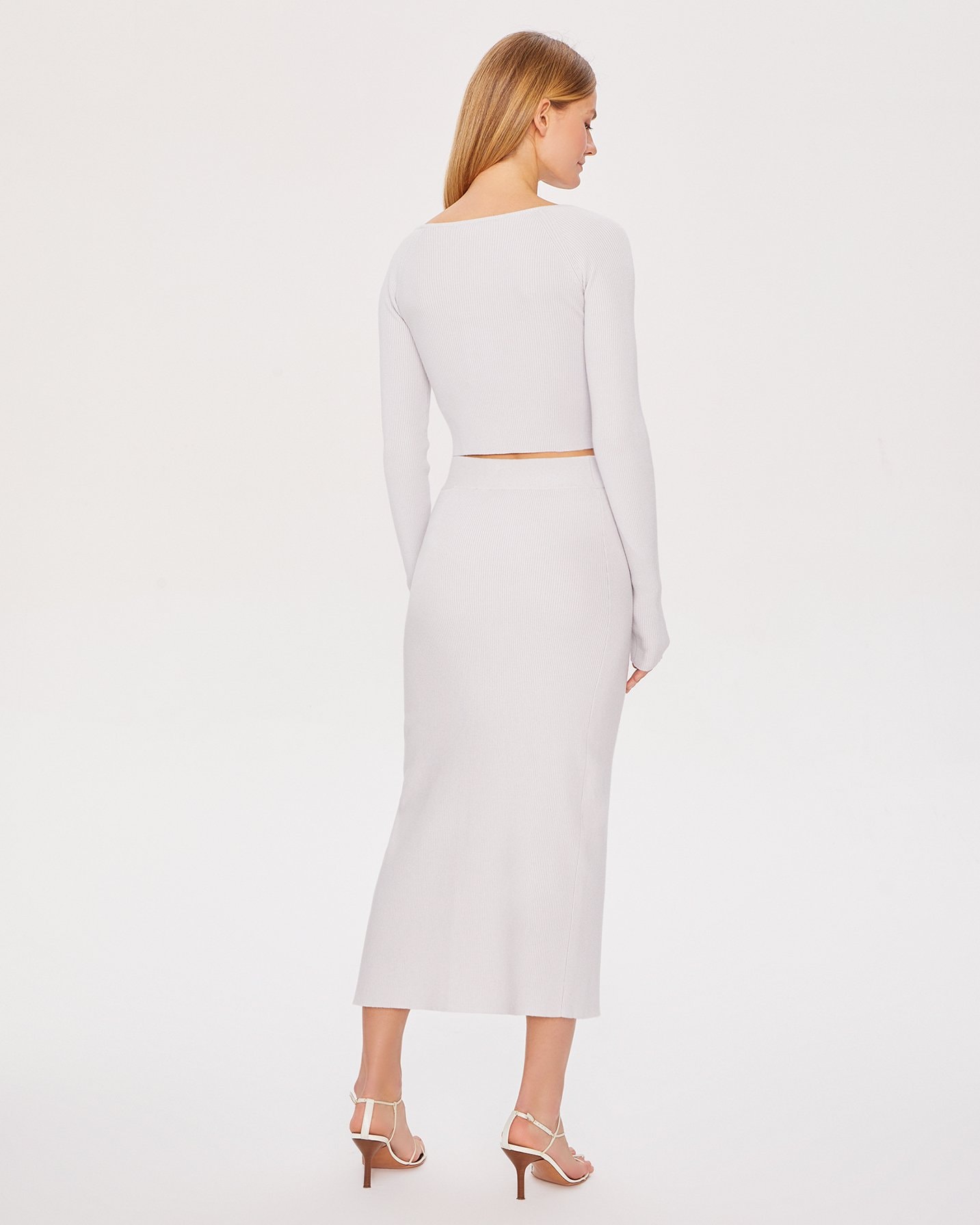 Mid-length skirt with an elasticated waist, Grey — photo 4