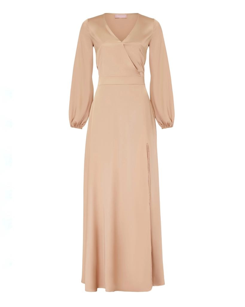 Coffee-Coloured Satin Dress, Coffee