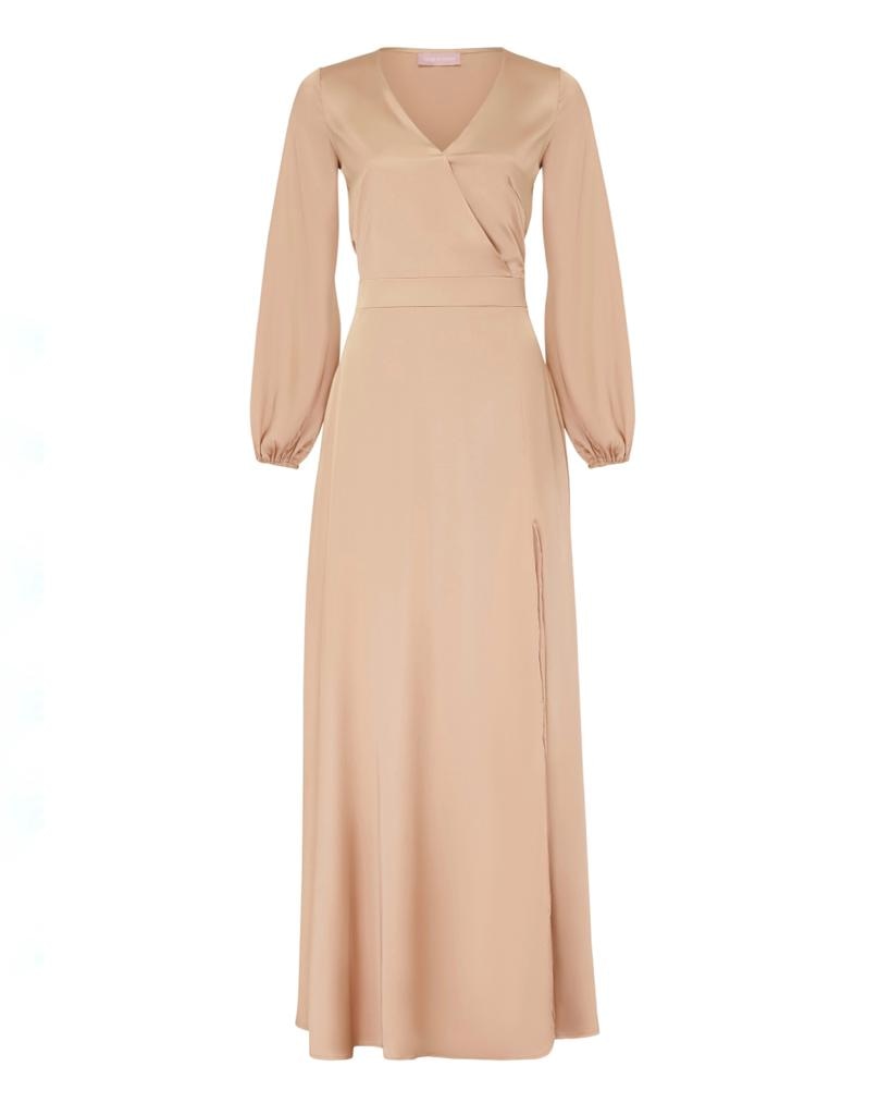 Coffee-Coloured Satin Dress