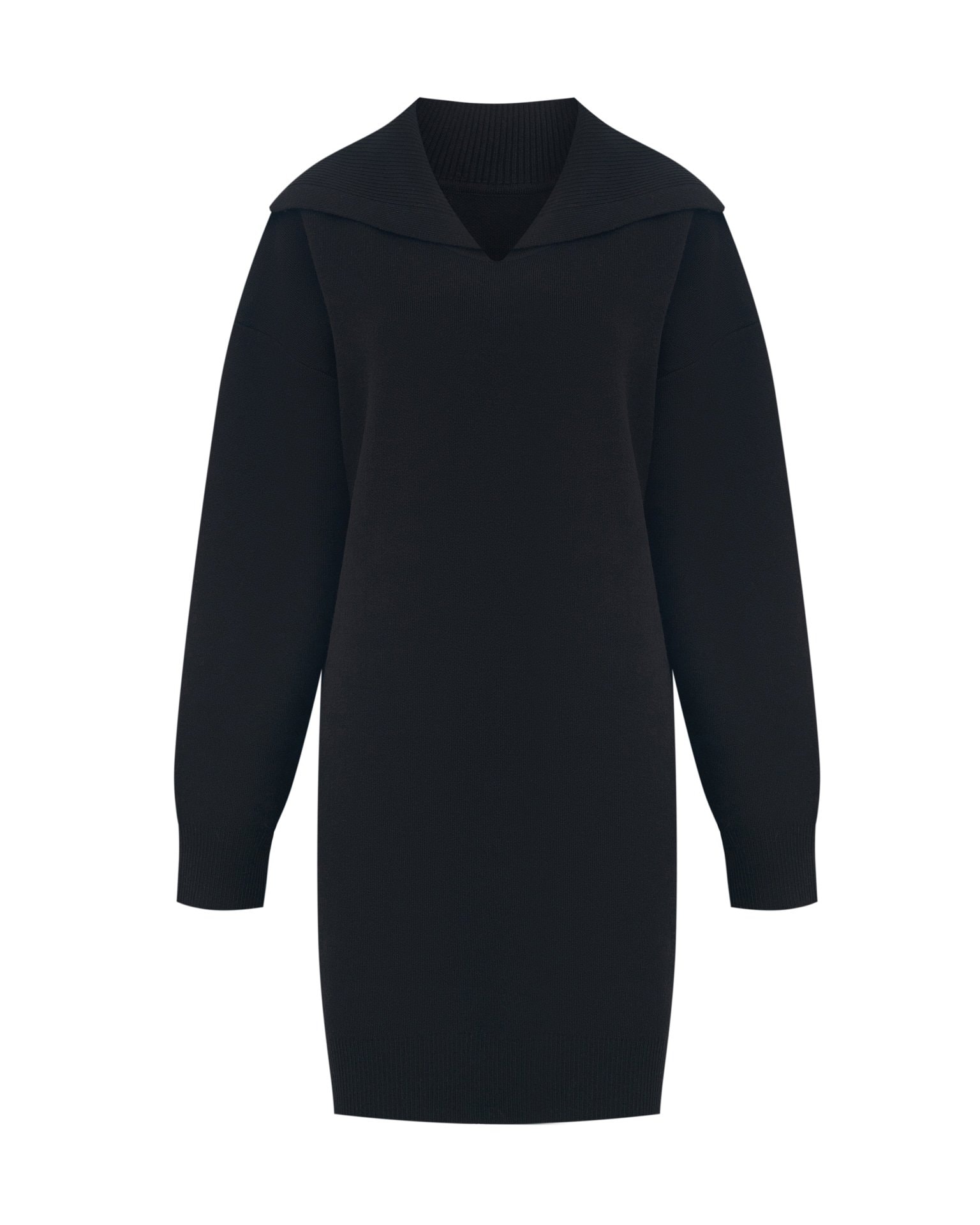 Dress with a wide collar, Black — photo 7