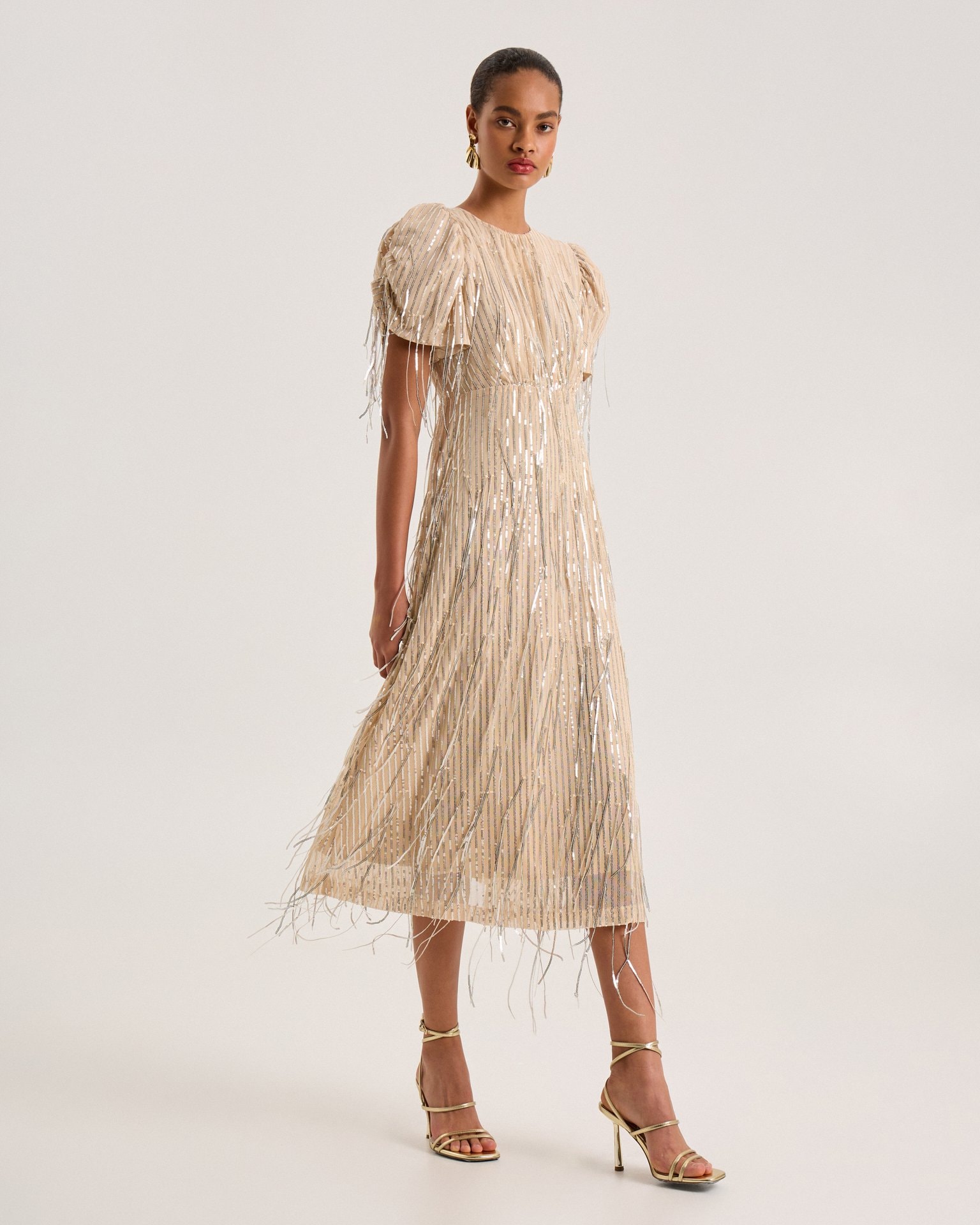 Beige sequin dress, Beige — photo 6