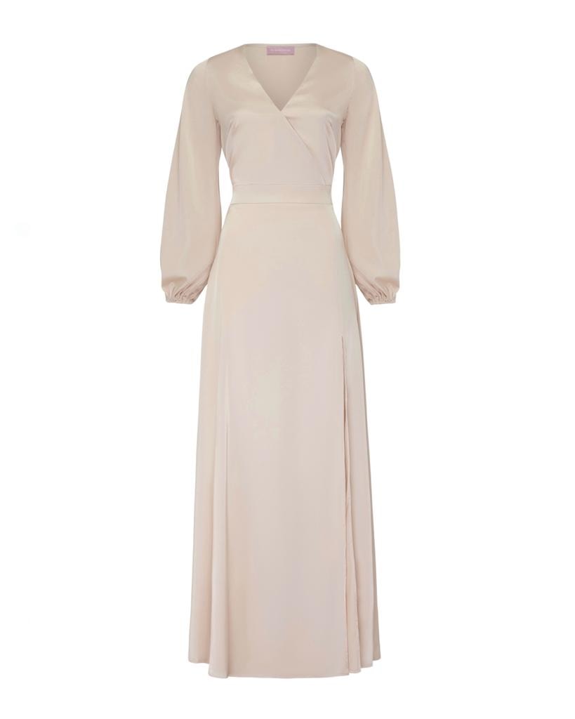 Satin dress in pearl colour, Pearl — photo 7