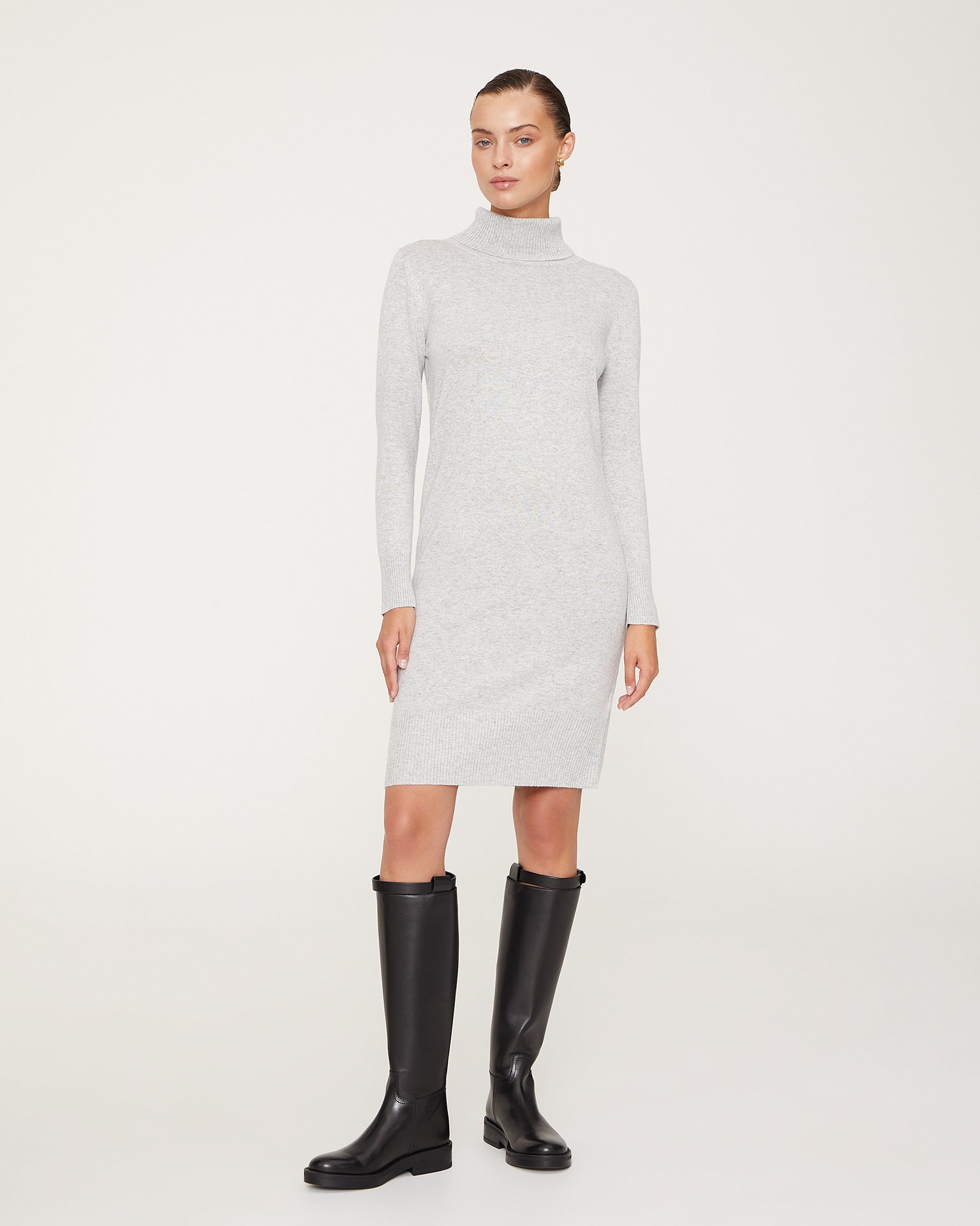Straight-cut sweater dress, Grey